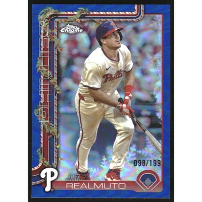 2025 Topps Holiday Chrome Blue Refractors #HC33 J.T. Realmuto