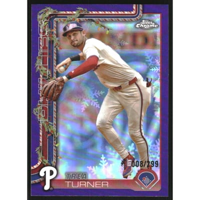 2025 Topps Holiday Chrome Purple Refractors #HC90 Trea Turner