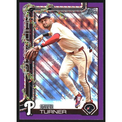 2025 Topps Holiday Purple Glitter #H90 Trea Turner