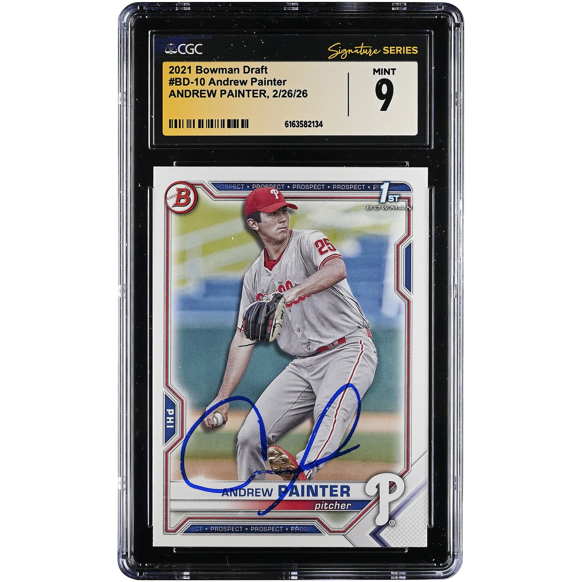 Andrew Painter Philadelphia Phillies Autographed 2021 Bowman Draft #BD-10 CGC Authenticated Mint 9 Card
