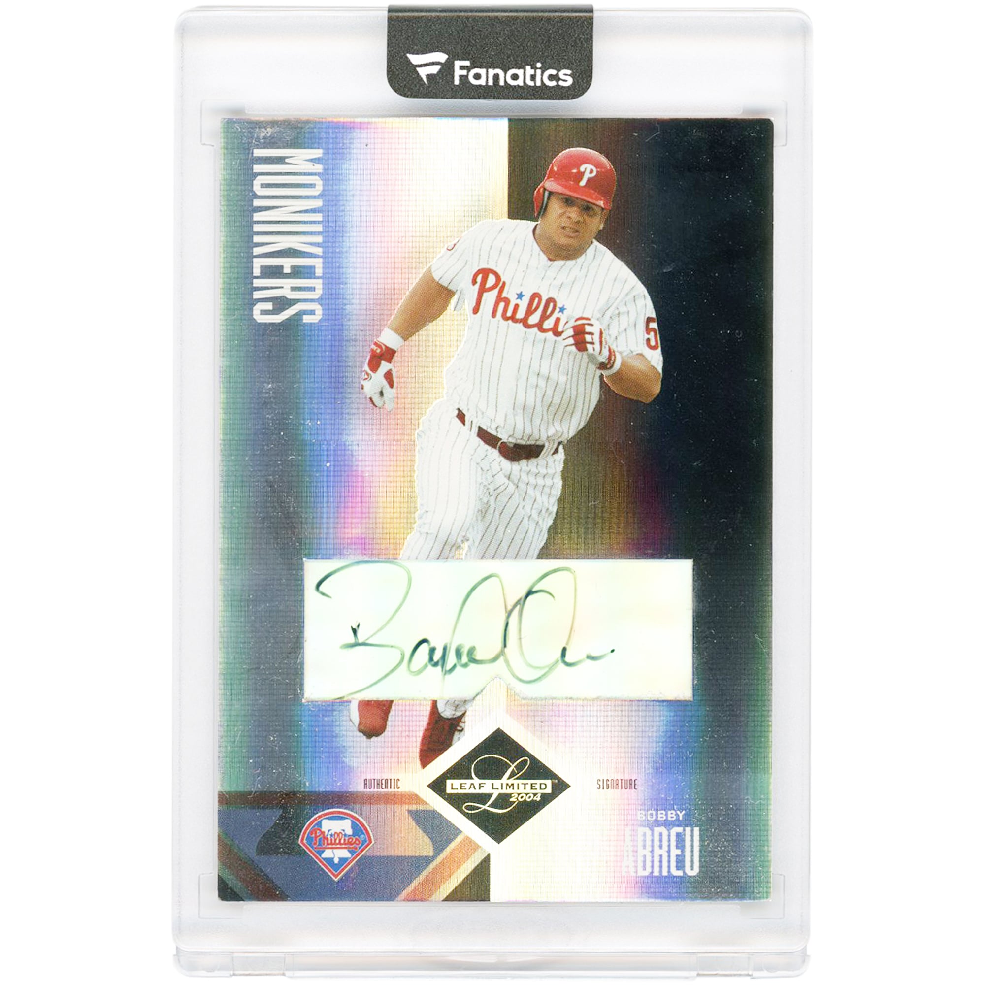 Carte autographiée par Bobby Abreu des Phillies de Philadelphie, édition limitée Donruss Leaf 2004, numéro 17, numéro 2/5