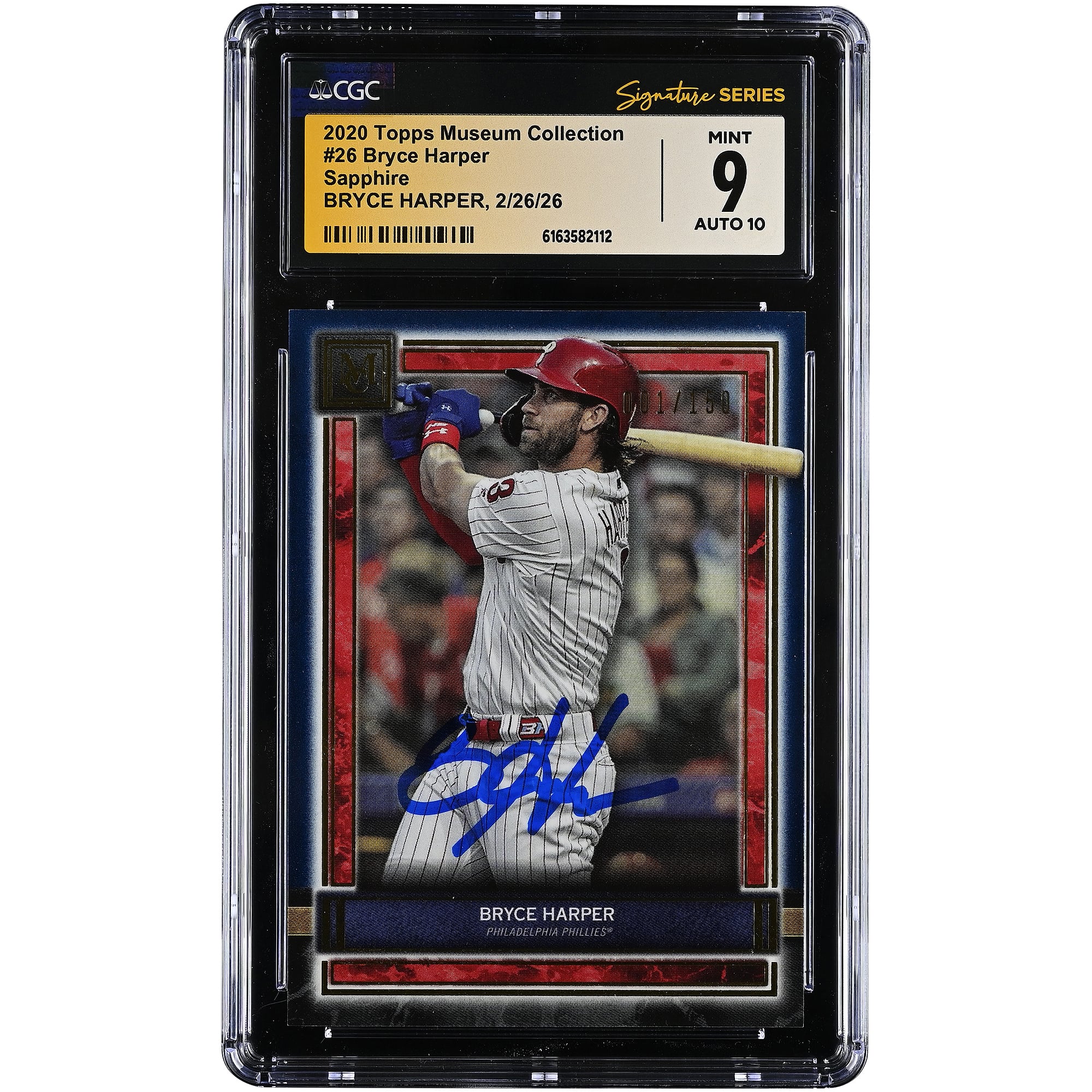 Bryce Harper Philadelphia Phillies Autographed 2020 Topps Museum Collection #26 #/150 CGC Authenticated 9/10 Card