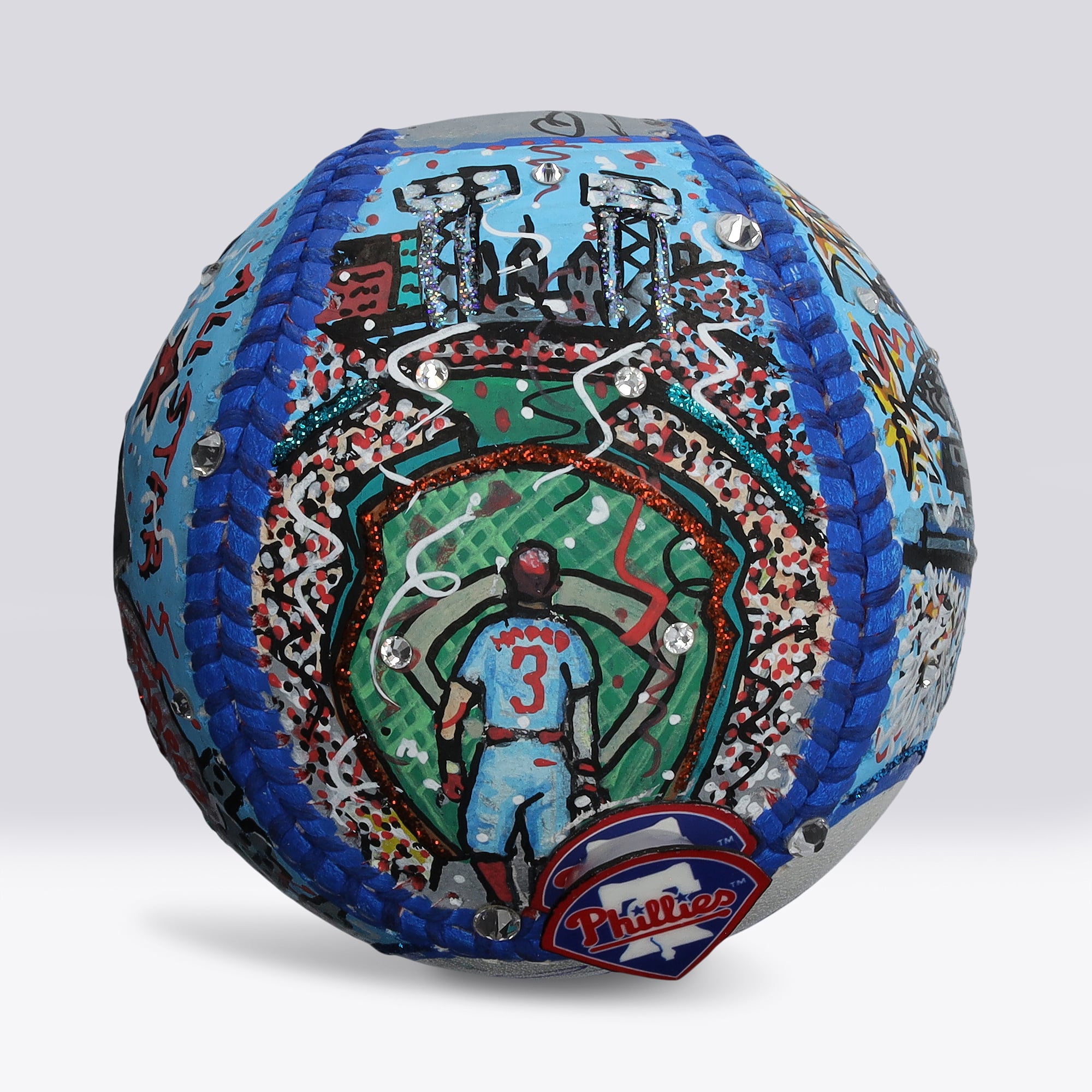 Bryce Harper Philadelphia Phillies Autographed Baseball - Art by Charles Fazzino - NF70446072