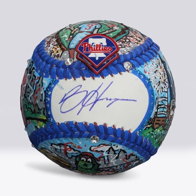 Bryce Harper Philadelphia Phillies Autographed Fanatics Authentic Baseball - Art by Charles Fazzino - NF70446072