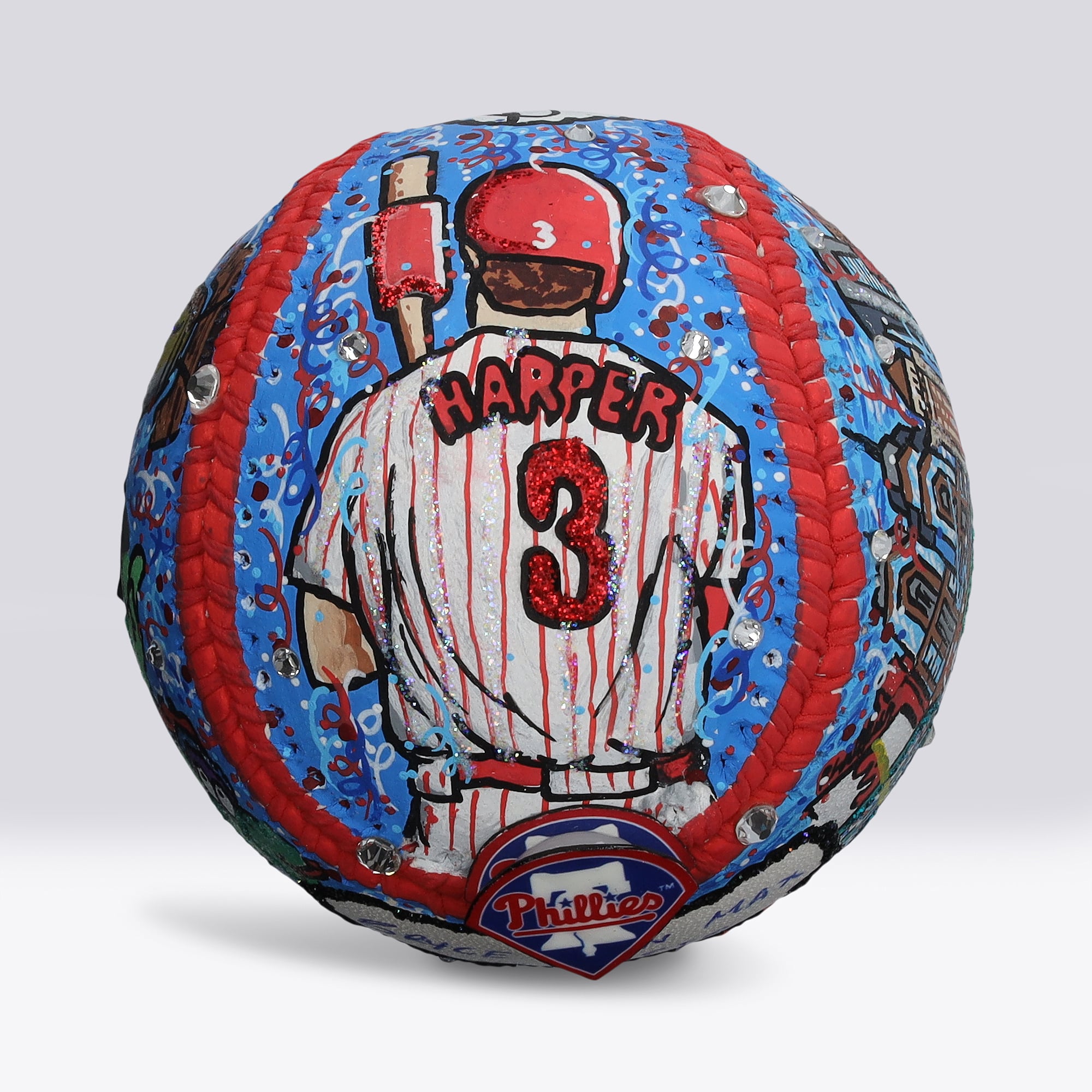 Bryce Harper Philadelphia Phillies Autographed Baseball with Full Name Signature - Art by Charles Fazzino - NF70446073
