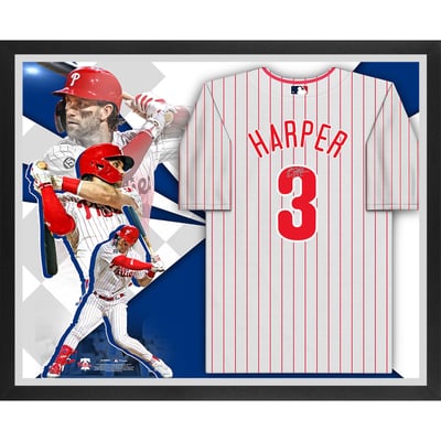 Bryce Harper Philadelphia Phillies Fanatics Authentic Autographed Framed White Nike Replica Jersey Collage