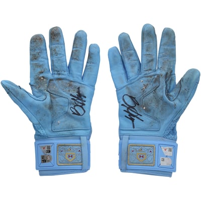 Bryce Harper Philadelphia Phillies Autographed Fanatics Authentic Game-Used Blue Under Armour Batting Gloves from the 2026 MLB Season