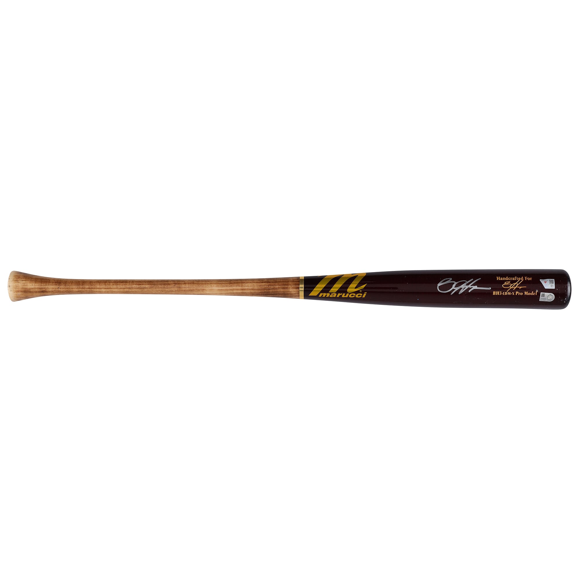 Bâton Marucci rouge/brun autographié par Bryce Harper, joueur des Phillies de Philadelphie, saison 2026 de la MLB