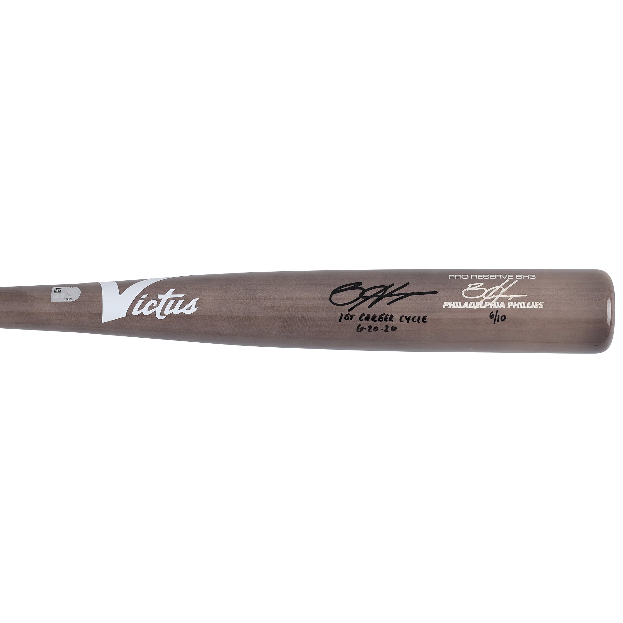 Bryce Harper Philadelphia Phillies Autographed Victus Game Model Bat with "1st Career Cycle 6/20/26" Inscription - Limited Edition of 10