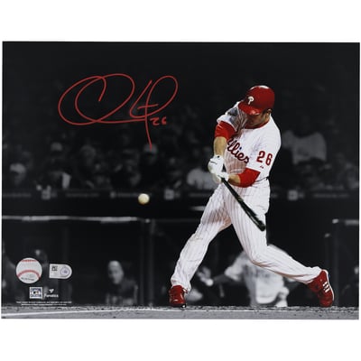 Chase Utley Philadelphia Phillies Autographed Fanatics Authentic 11" x 14" Swinging Spotlight Photograph  