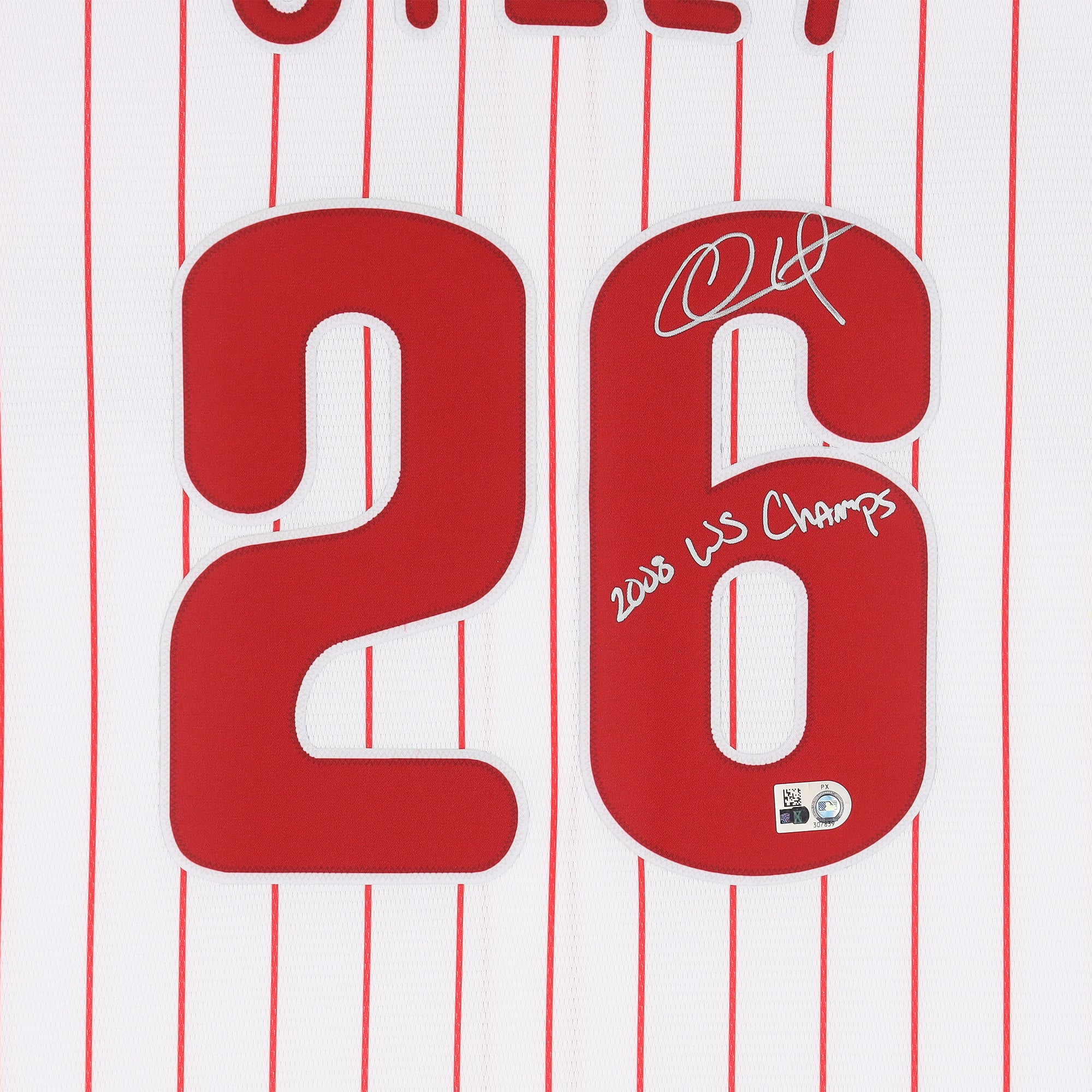 Chase Utley Philadelphia Phillies Autographed White Nike Replica Jersey with "2008 WS Champs" Inscription