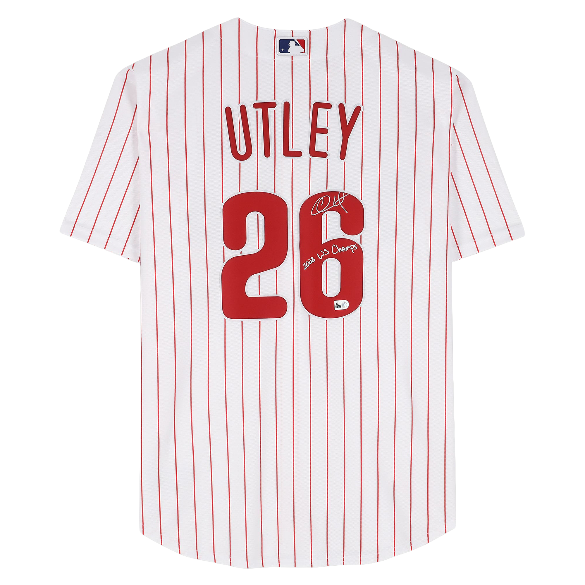 Chase Utley Philadelphia Phillies Autographed White Nike Replica Jersey with "2008 WS Champs" Inscription