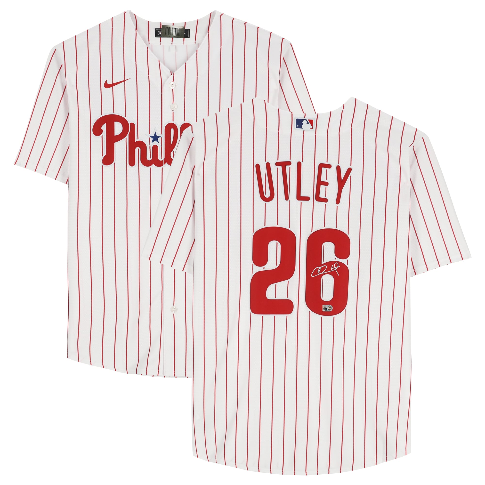Chase Utley Philadelphia Phillies Autographed White Nike Replica Jersey