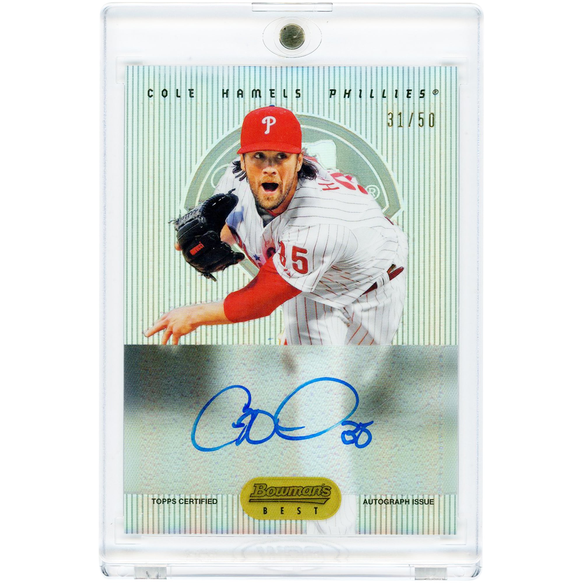 Cole Hamels Philadelphia Phillies Autographed 2015 Bowman Best 1995 Design #95BB-CH #31/50 Card