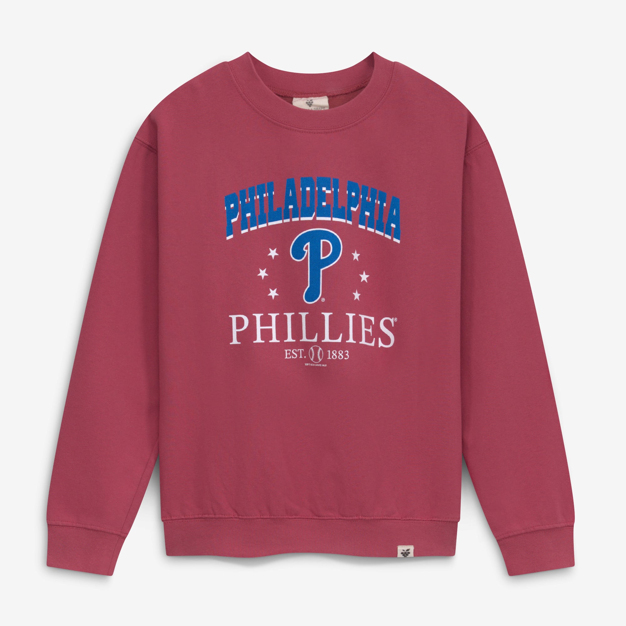 Girls Youth Soft as a Grape Red Philadelphia Phillies Pigment Dyed Sweatshirt