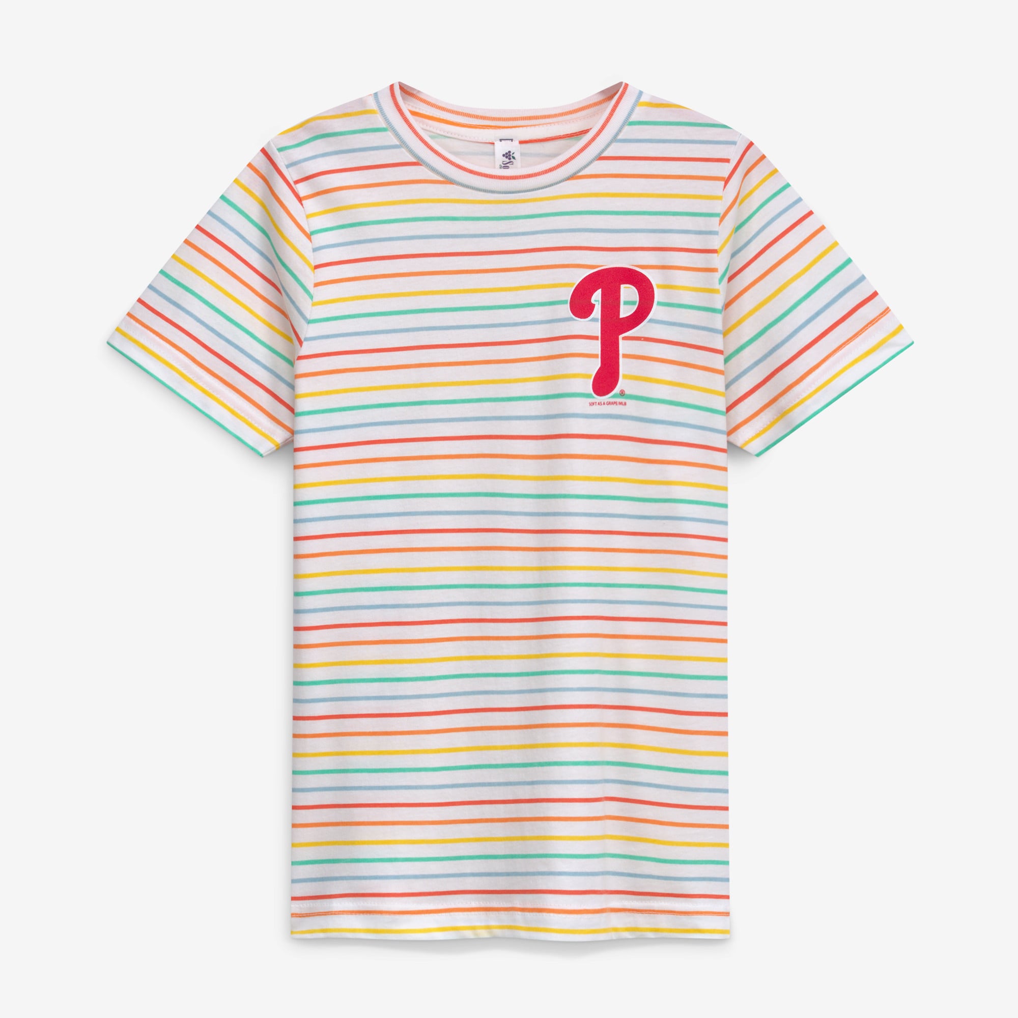 Girls Youth Soft as a Grape  White Philadelphia Phillies Striped T-Shirt