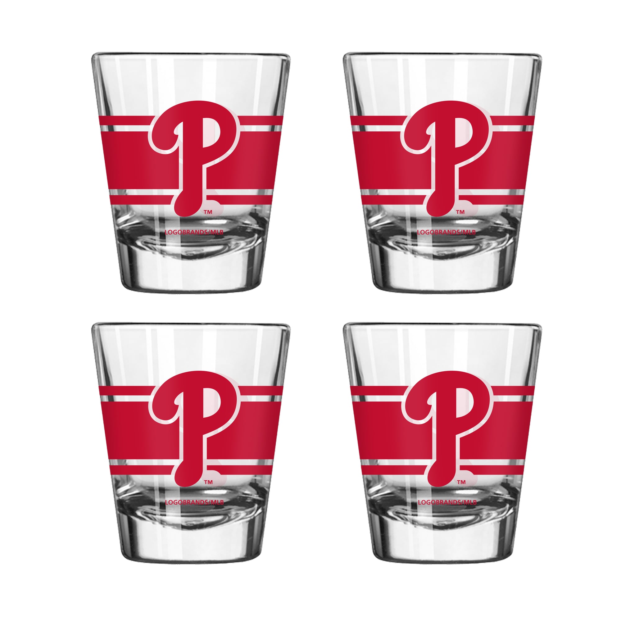 Logo Brands Philadelphia Phillies Four-Piece Stripe Shot Glass Set