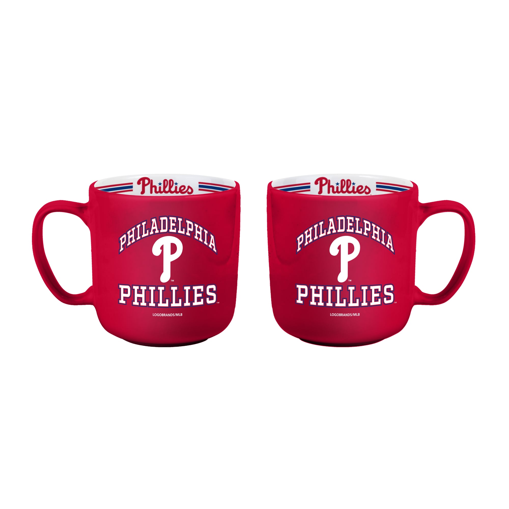 Ensemble de deux tasses rayées de 44 cl (15 oz) Logo Brands Philadelphia Phillies
