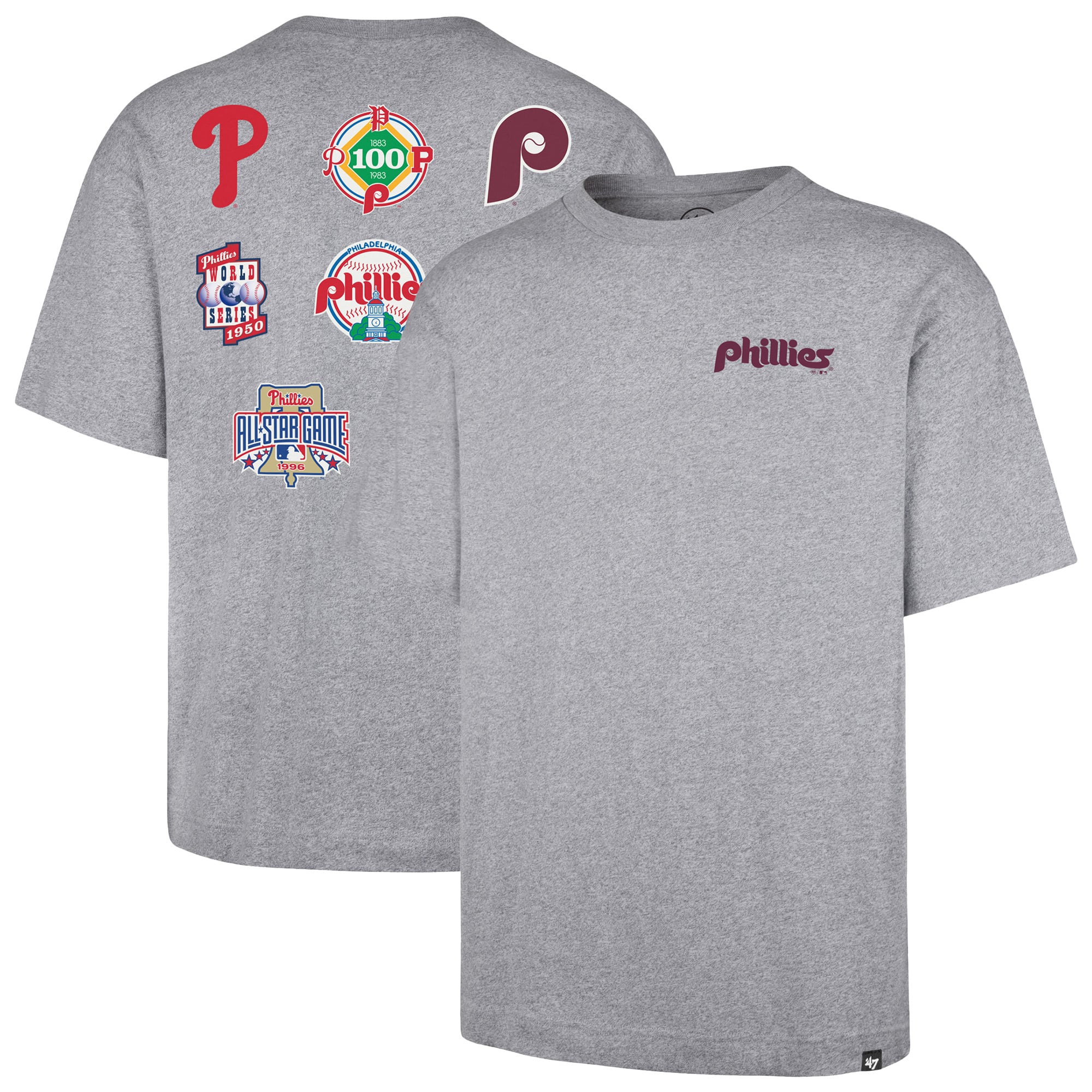 T-shirt homme '47 Gray Philadelphia Phillies History Lock Foundation