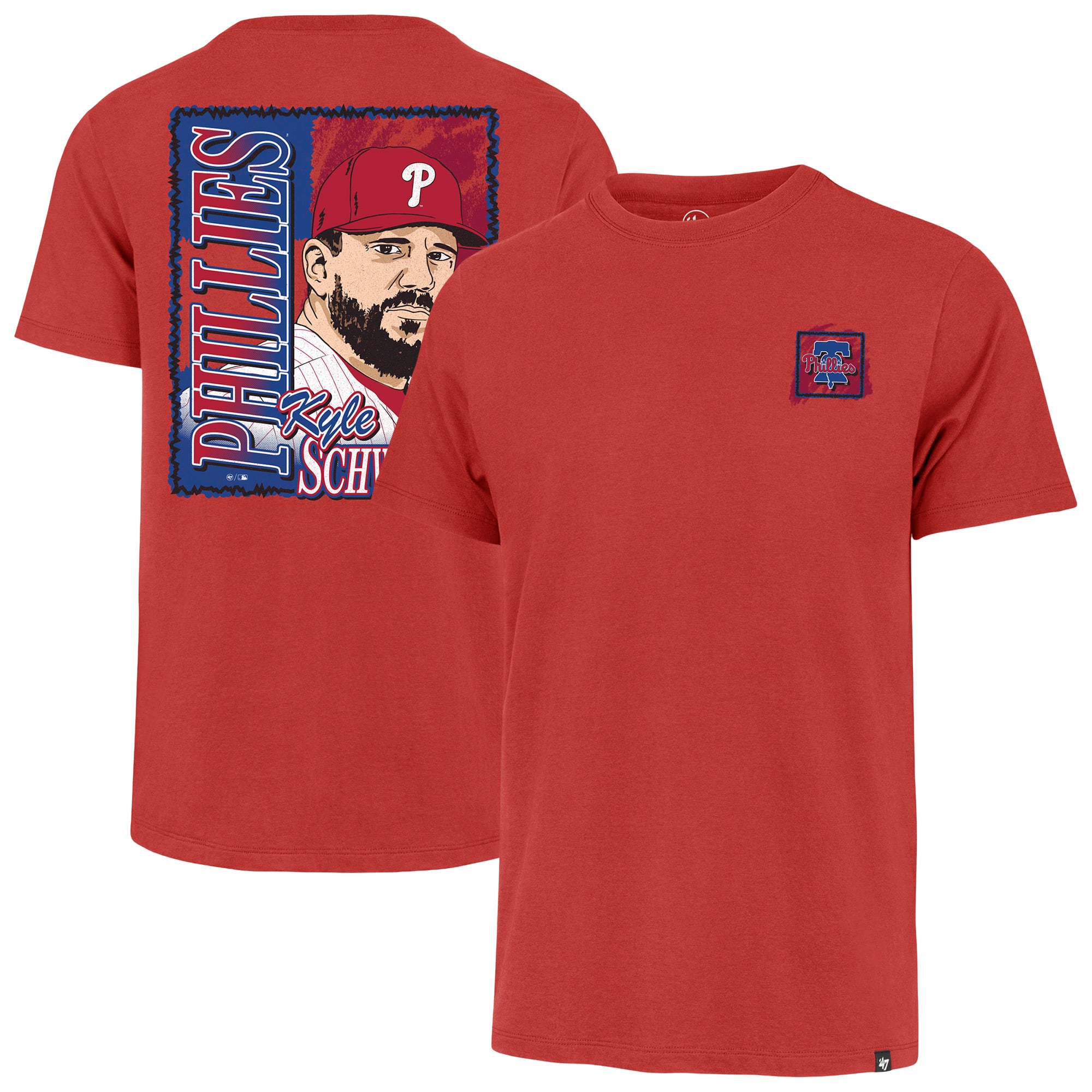 T-shirt graphique recto-verso pour homme, modèle Kyle Schwarber rouge des Phillies de Philadelphie, numéro 47