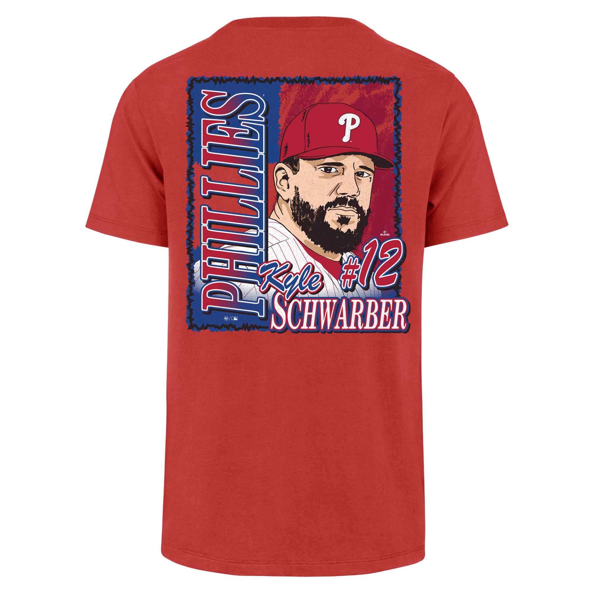 T-shirt graphique recto-verso pour homme, modèle Kyle Schwarber rouge des Phillies de Philadelphie, numéro 47