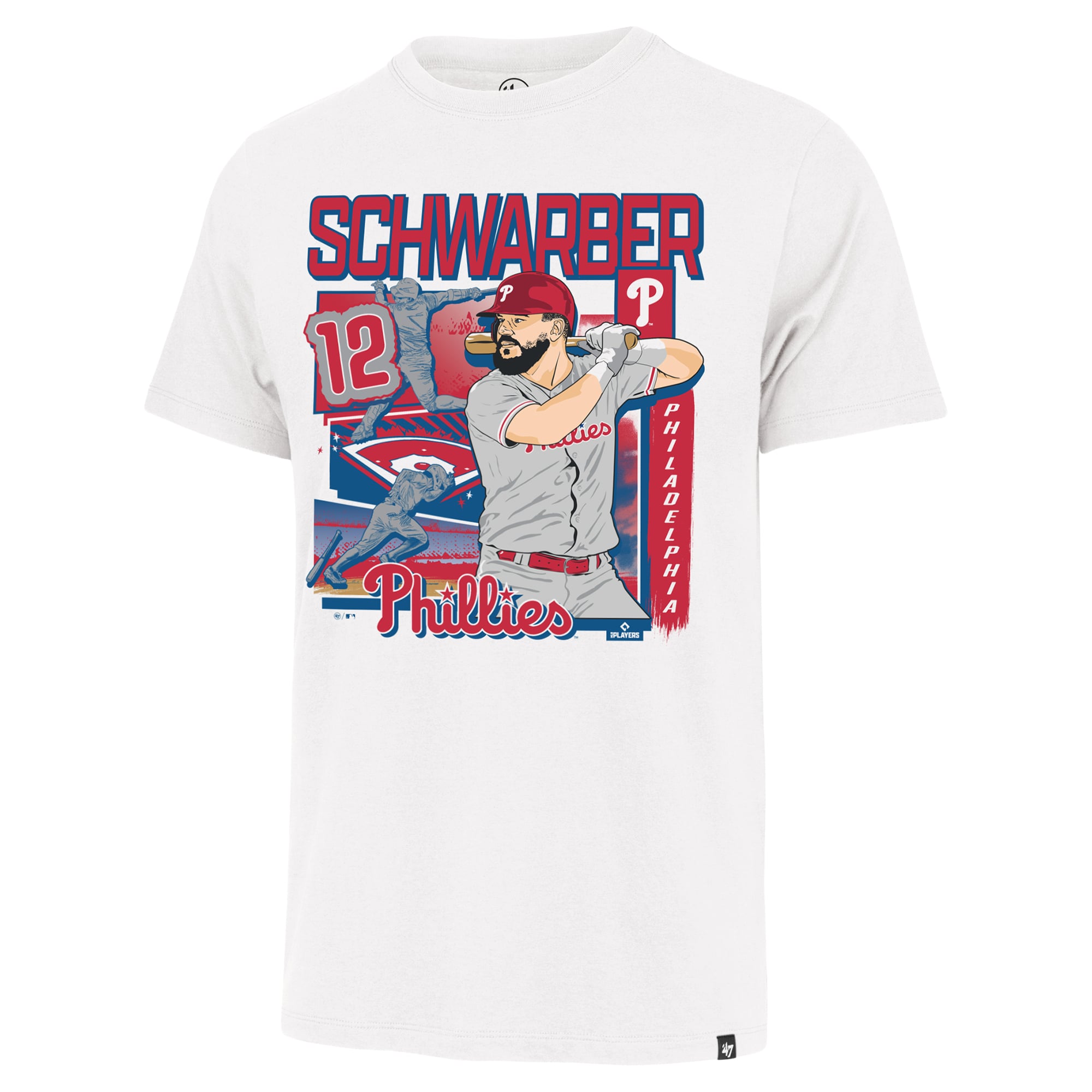 T-shirt homme '47 Kyle Schwarber blanc Philadelphia Phillies caricature
