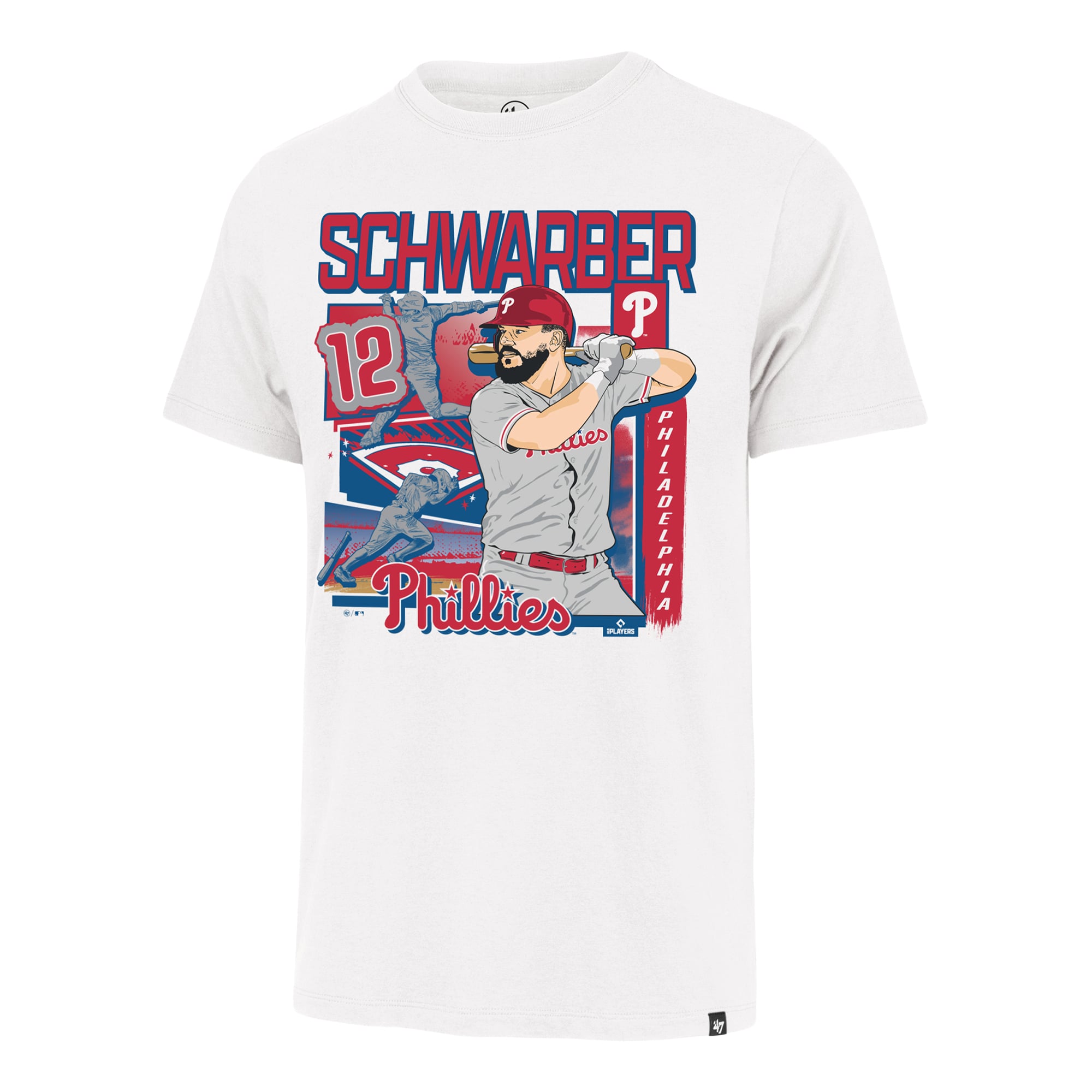 T-shirt homme '47 Kyle Schwarber blanc Philadelphia Phillies Field Mark Franklin