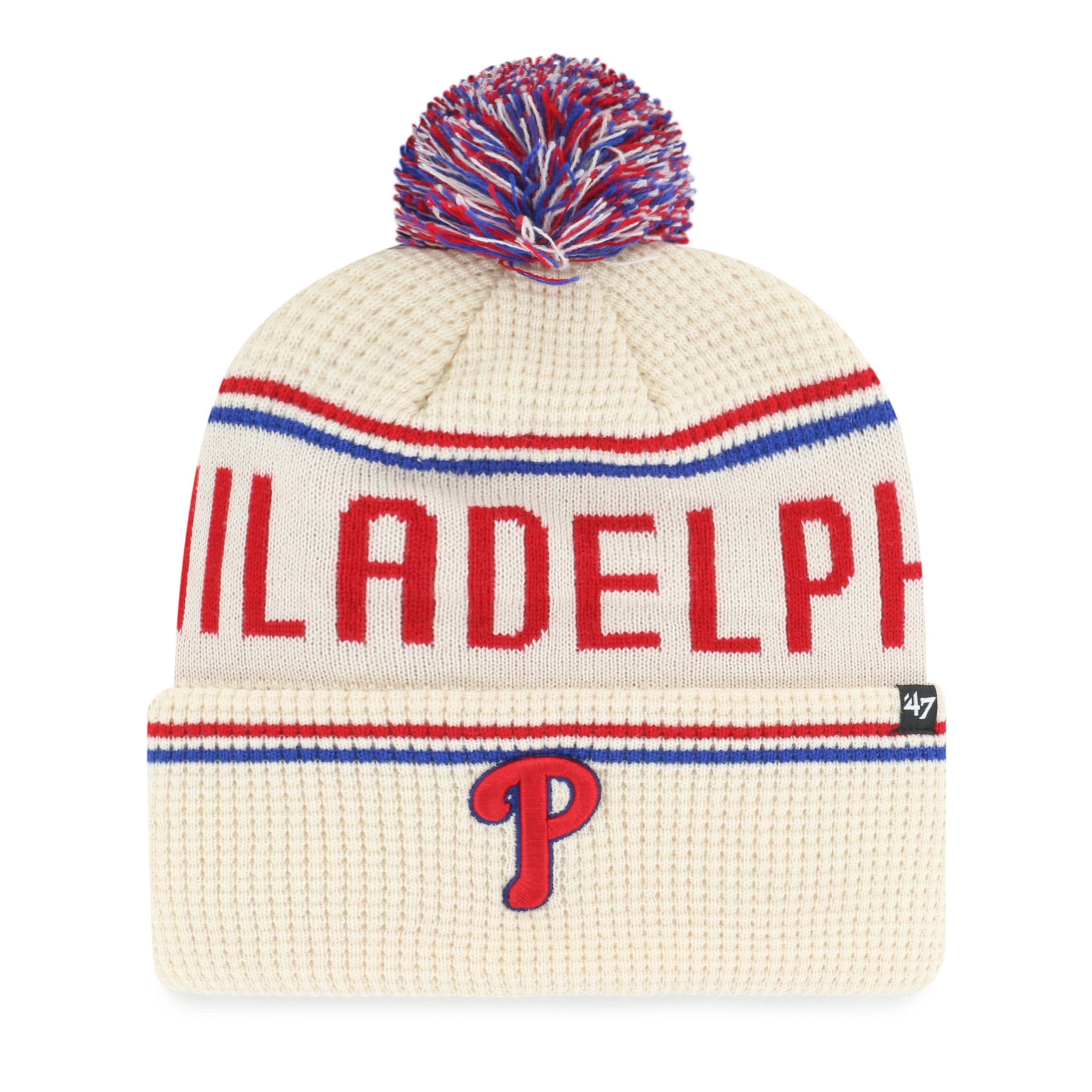 Bonnet à revers en maille naturelle Philadelphia Phillies '47 avec pompon