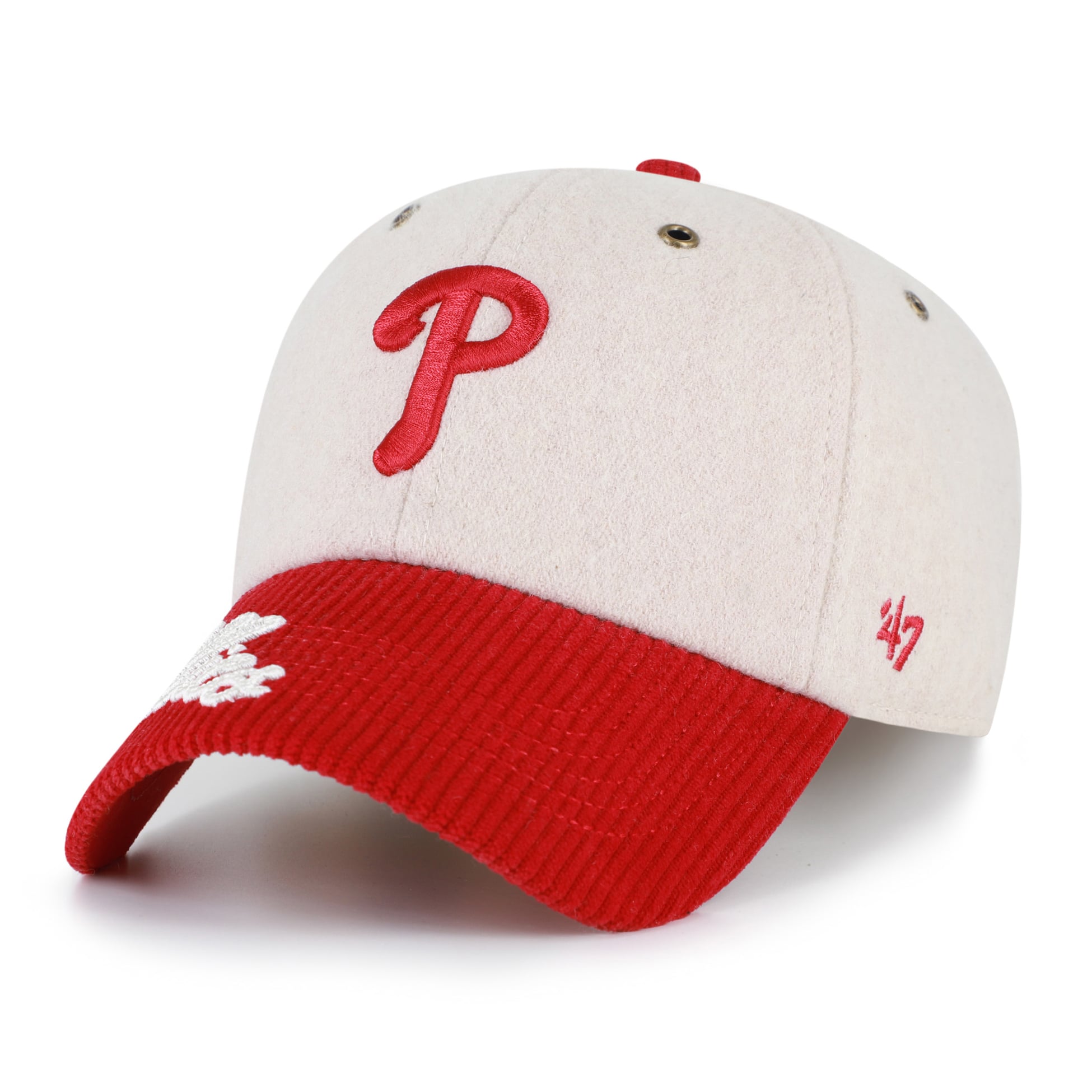 Casquette ajustable Philadelphia Phillies « 47 » naturelle/rouge, logo Rope Script, modèle Clean Up pour homme