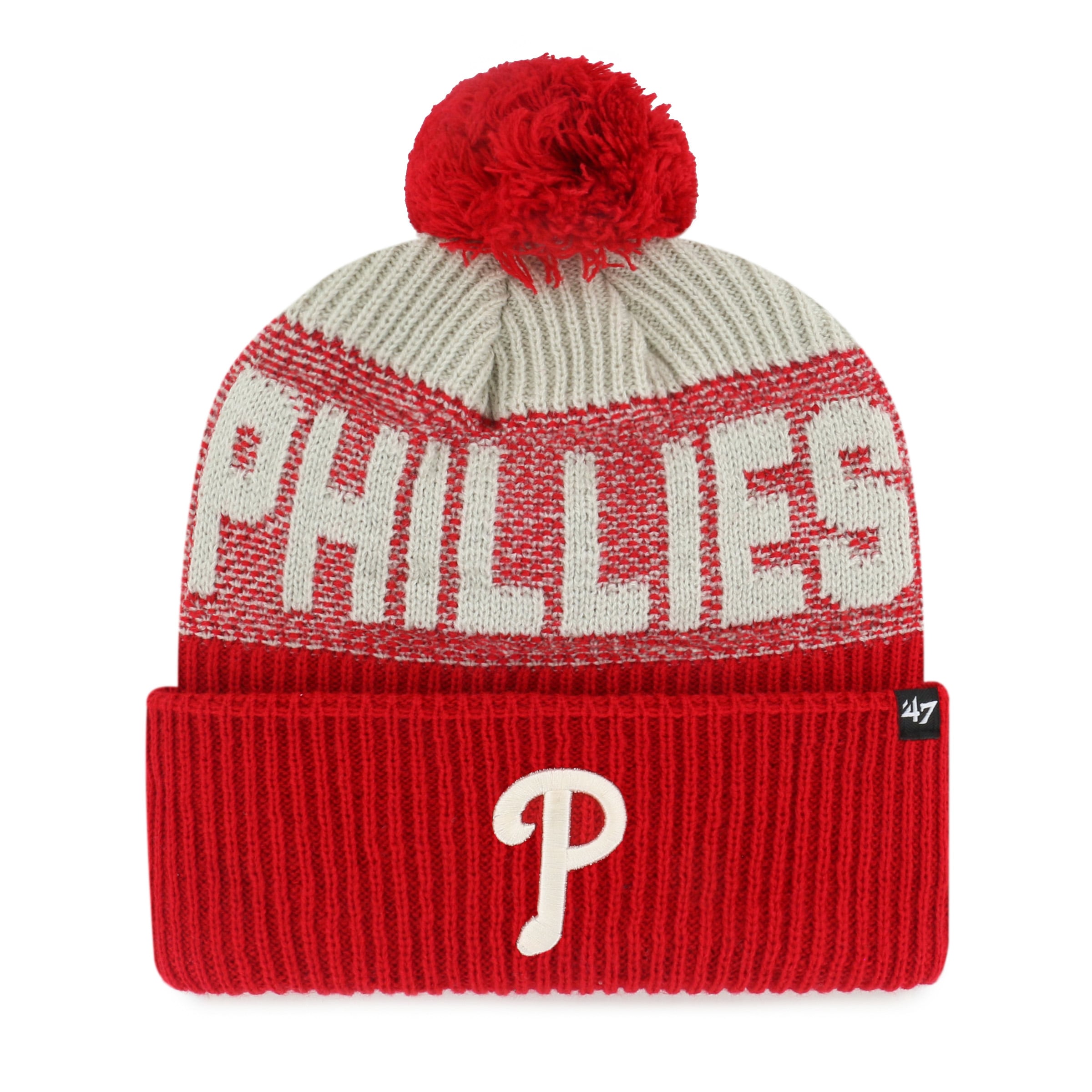 Bonnet à revers « Bone Chill » rouge '47 Philadelphia Phillies pour homme, avec pompon