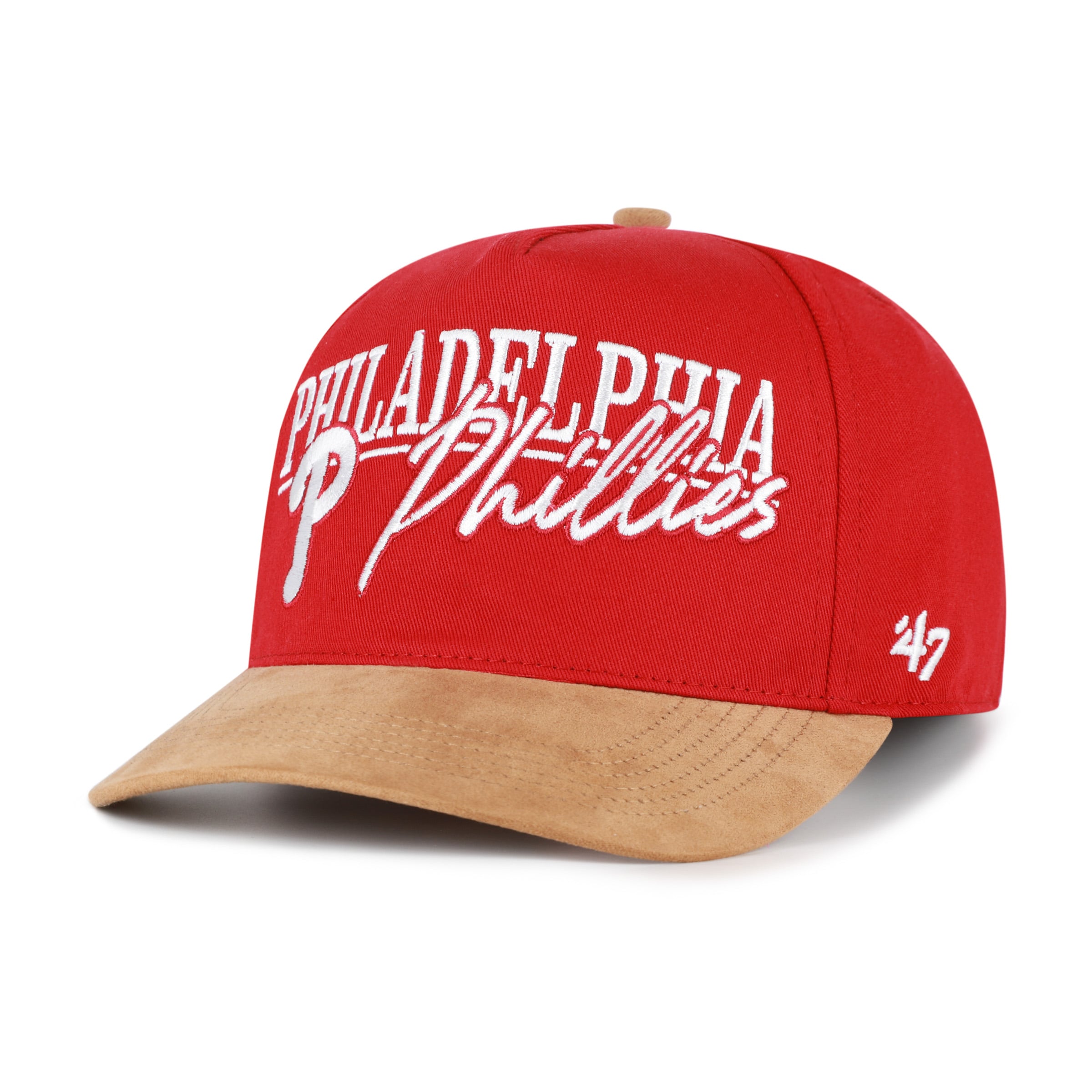 Men's '47 Red/Light Brown Philadelphia Phillies Scribe Line Hitch Adjustable Hat