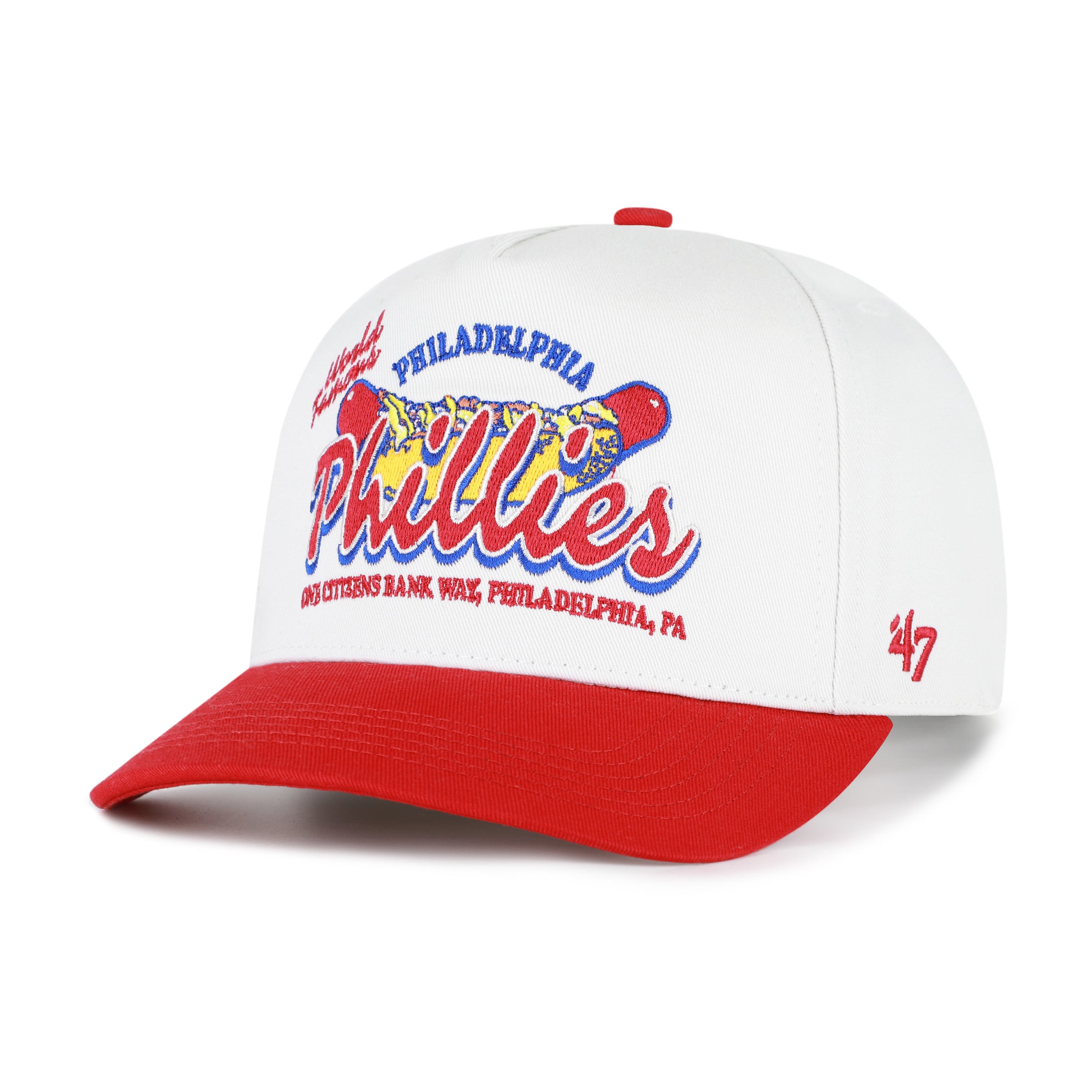 Men's '47 White/Red Philadelphia Phillies Glizzy Collection Hitch Adjustable Hat