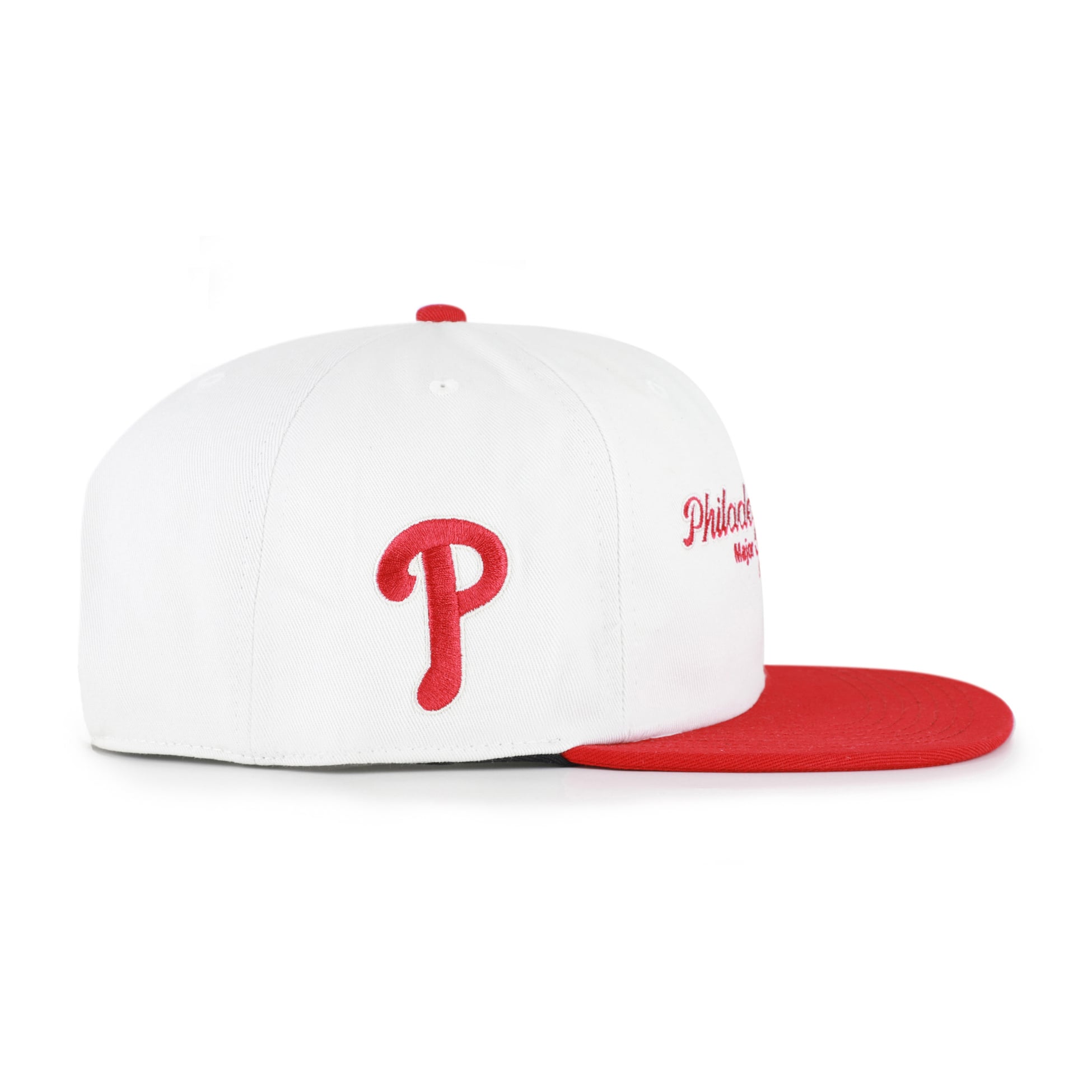 Men's '47 White/Red Philadelphia Phillies Script Stack Relaxed Captain Snapback
