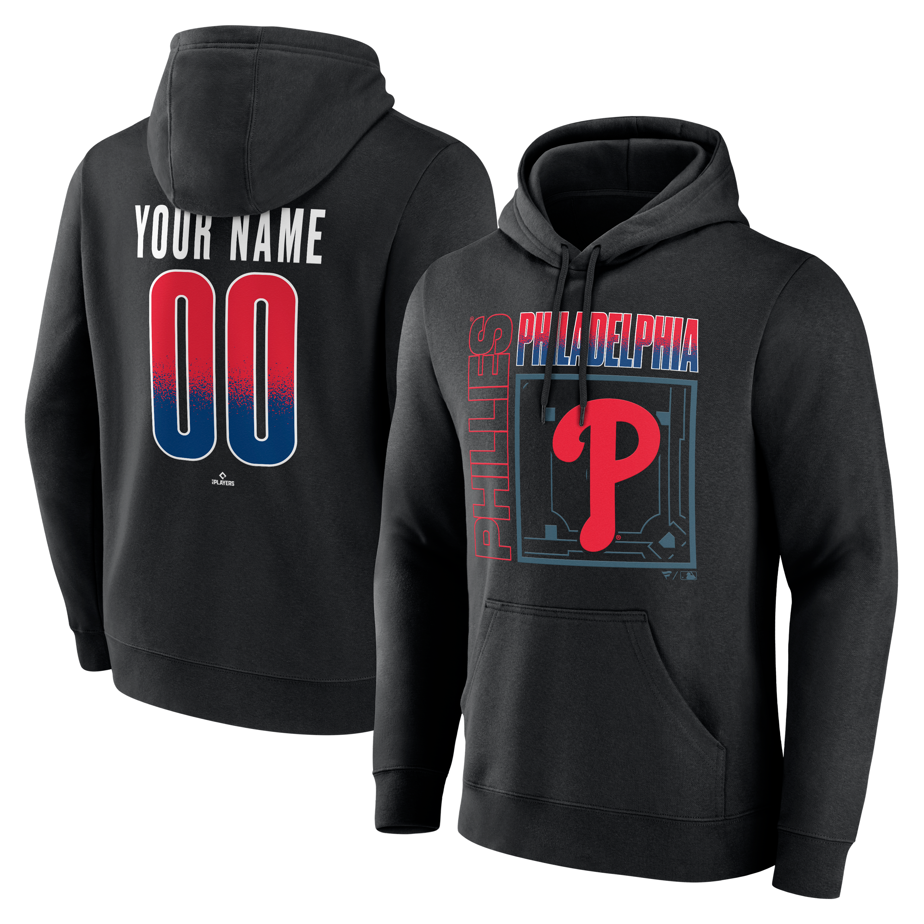Men's Black Philadelphia Phillies Home Field Pop Personalized Name & Number Hoodie