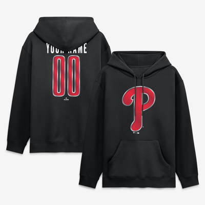 Philadelphia Phillies  Metallic Mascot Personalized Name & Number Hoodie - Black