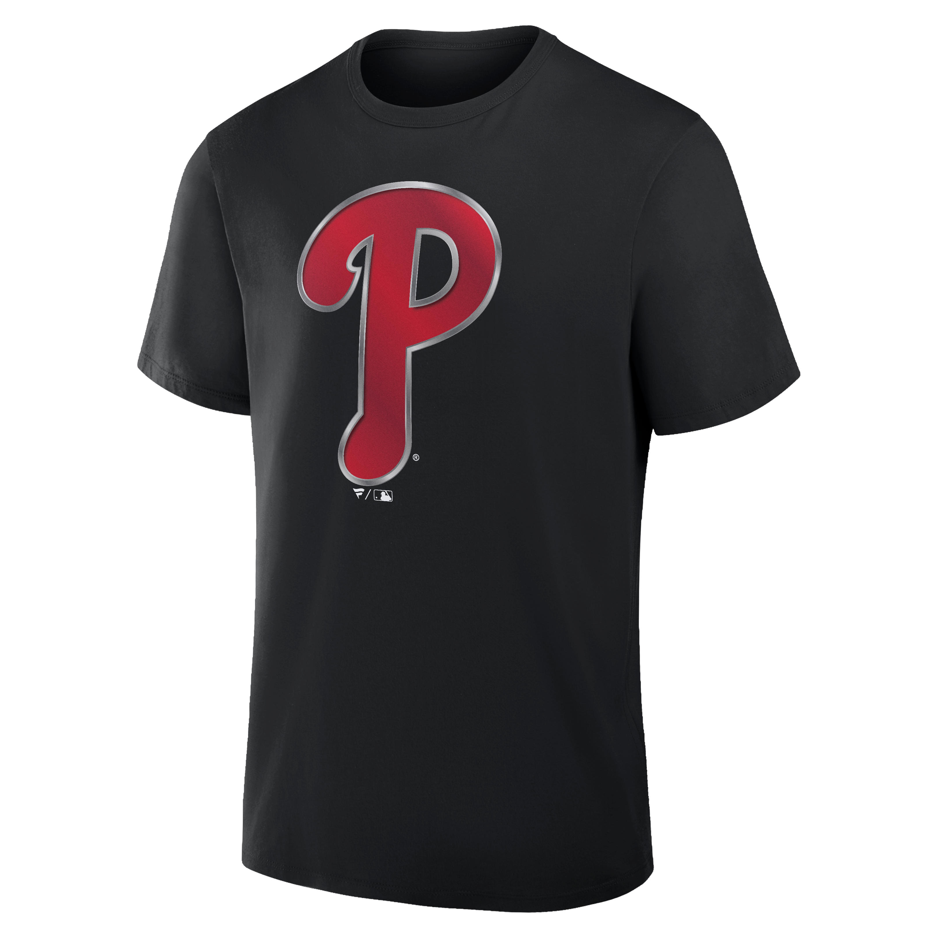T-shirt noir pour homme avec mascotte métallique des Phillies de Philadelphie