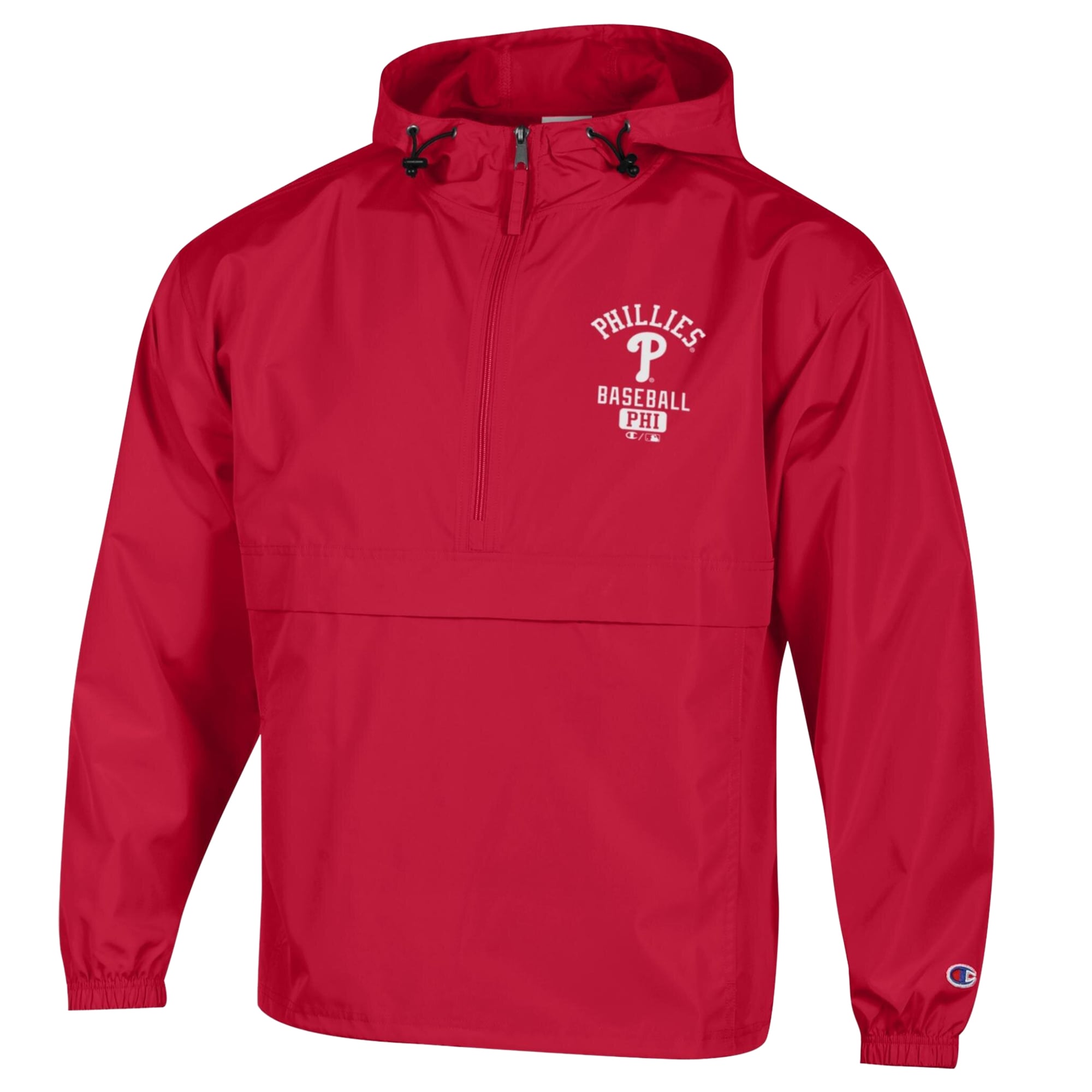 Men's Champion  Red Philadelphia Phillies Packable Windbreaker Half-Zip Jacket