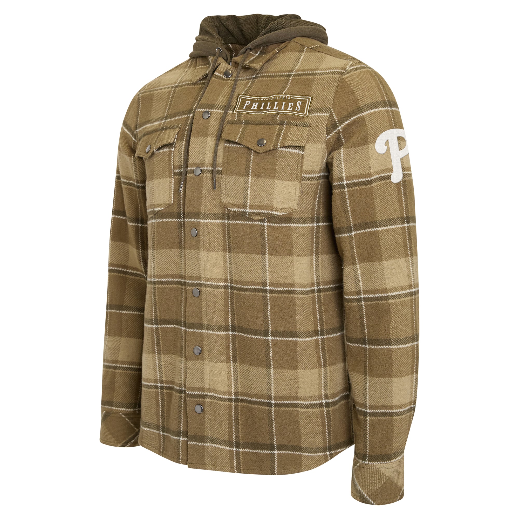 Men's Darius Rucker Collection by Fanatics Brown/Olive Philadelphia Phillies Woven Hooded Full-Snap Shacket
