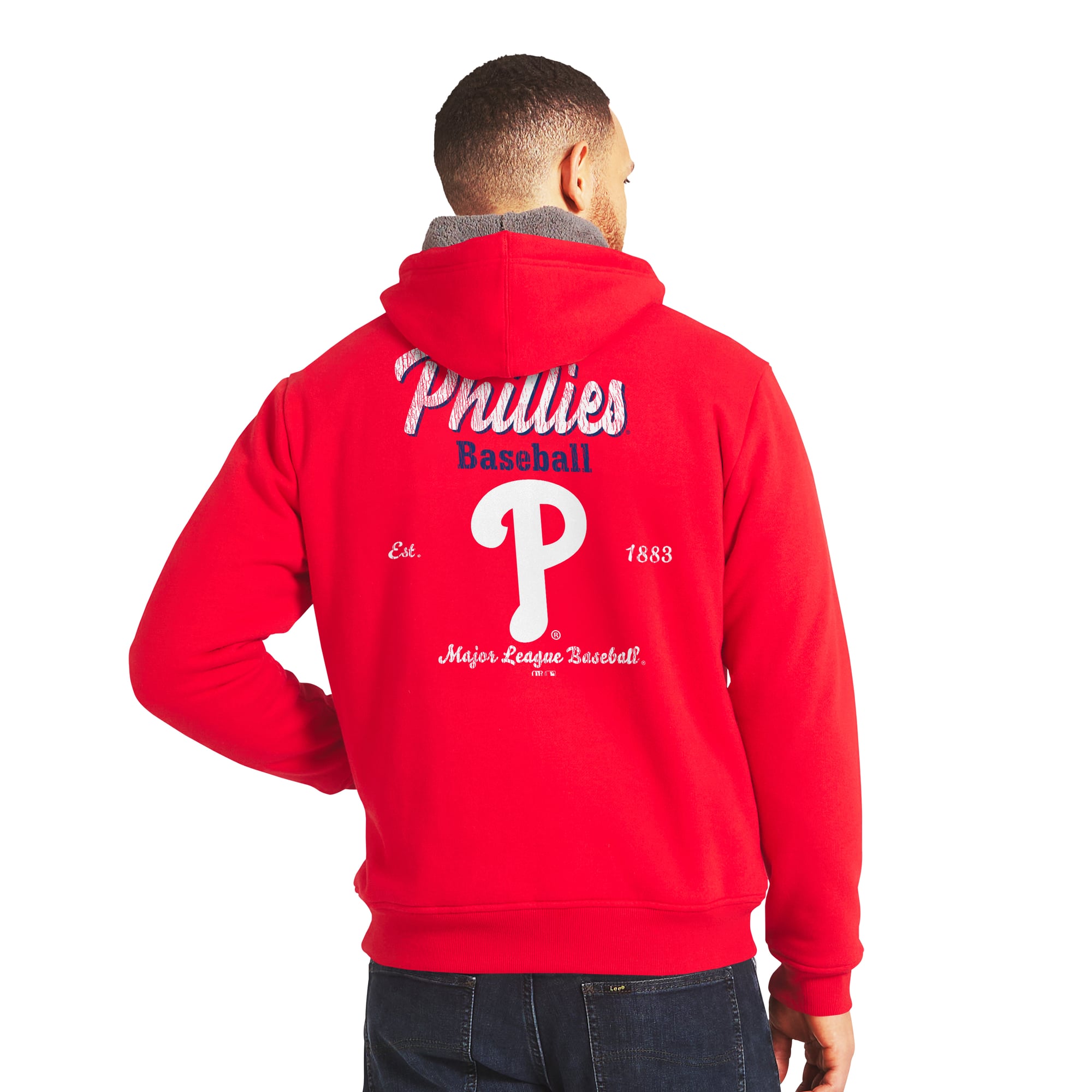 Sweat-shirt zippé intégral doublé sherpa rouge et gris de la collection Darius Rucker pour homme par Fanatics Philadelphia Phillies