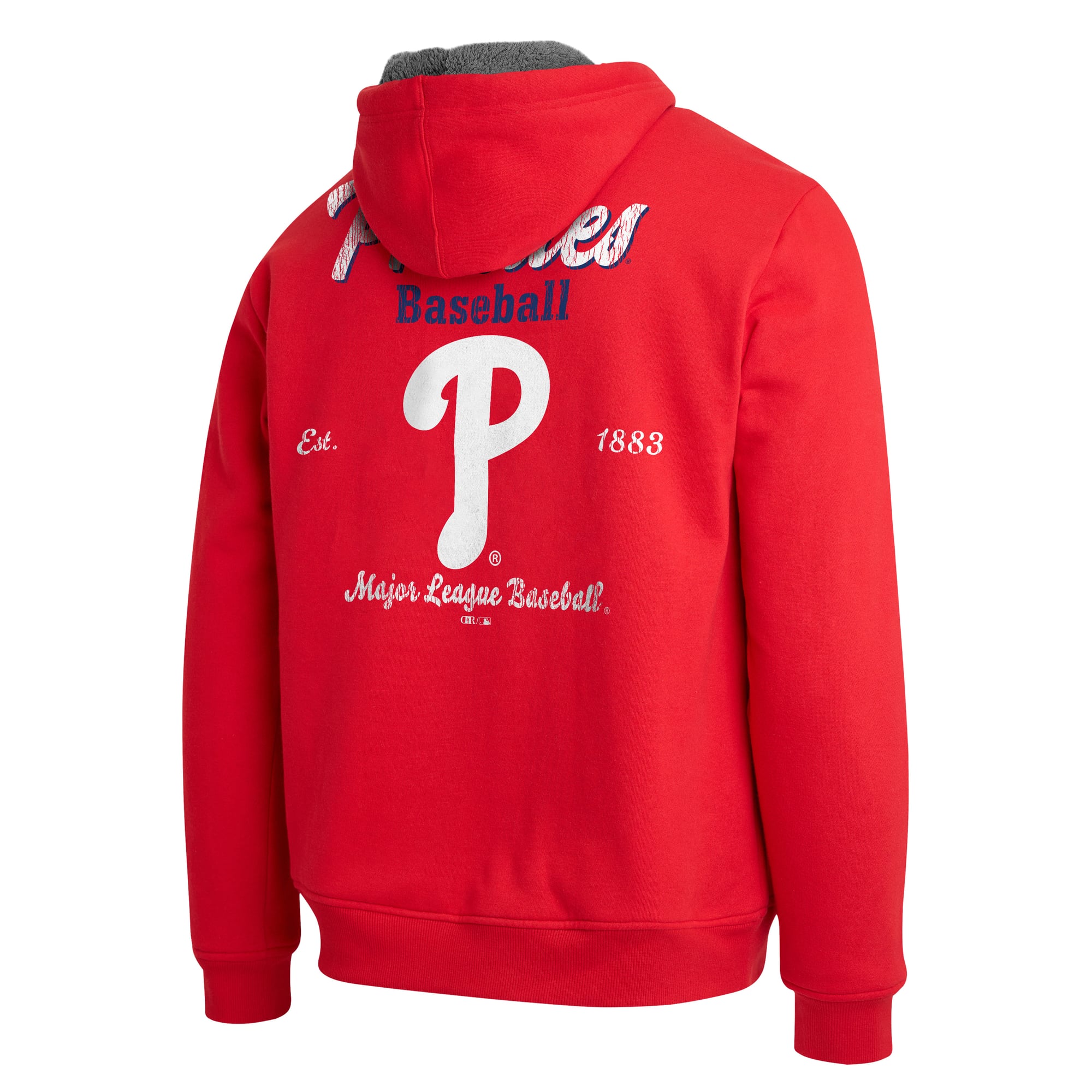 Sweat-shirt zippé intégral doublé sherpa rouge et gris de la collection Darius Rucker pour homme par Fanatics Philadelphia Phillies
