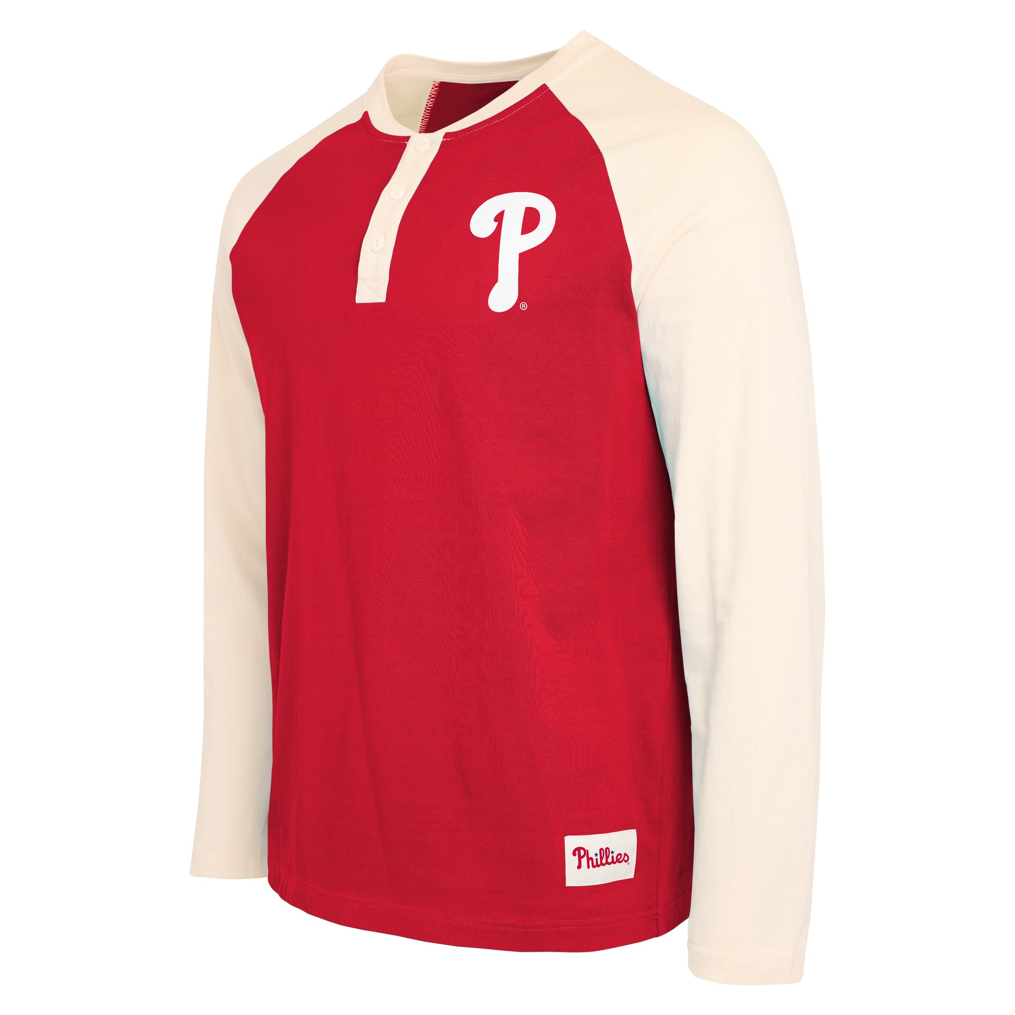 Collection Darius Rucker pour homme par Fanatics, T-shirt Henley à manches longues rouge et blanc des Phillies de Philadelphie