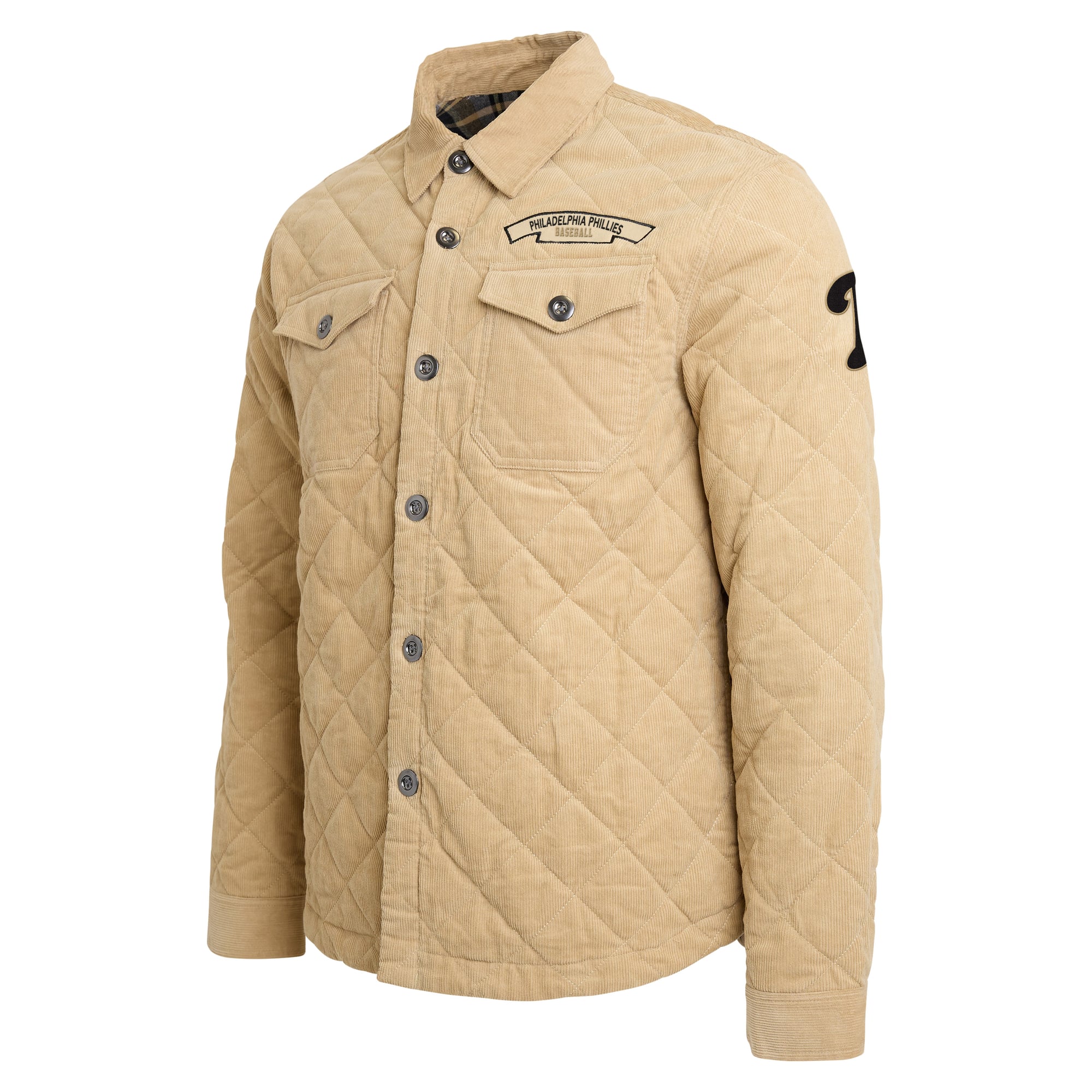 Men's Darius Rucker Collection by Fanatics Tan Philadelphia Phillies Thin Wale Button-Up Corduroy Shacket
