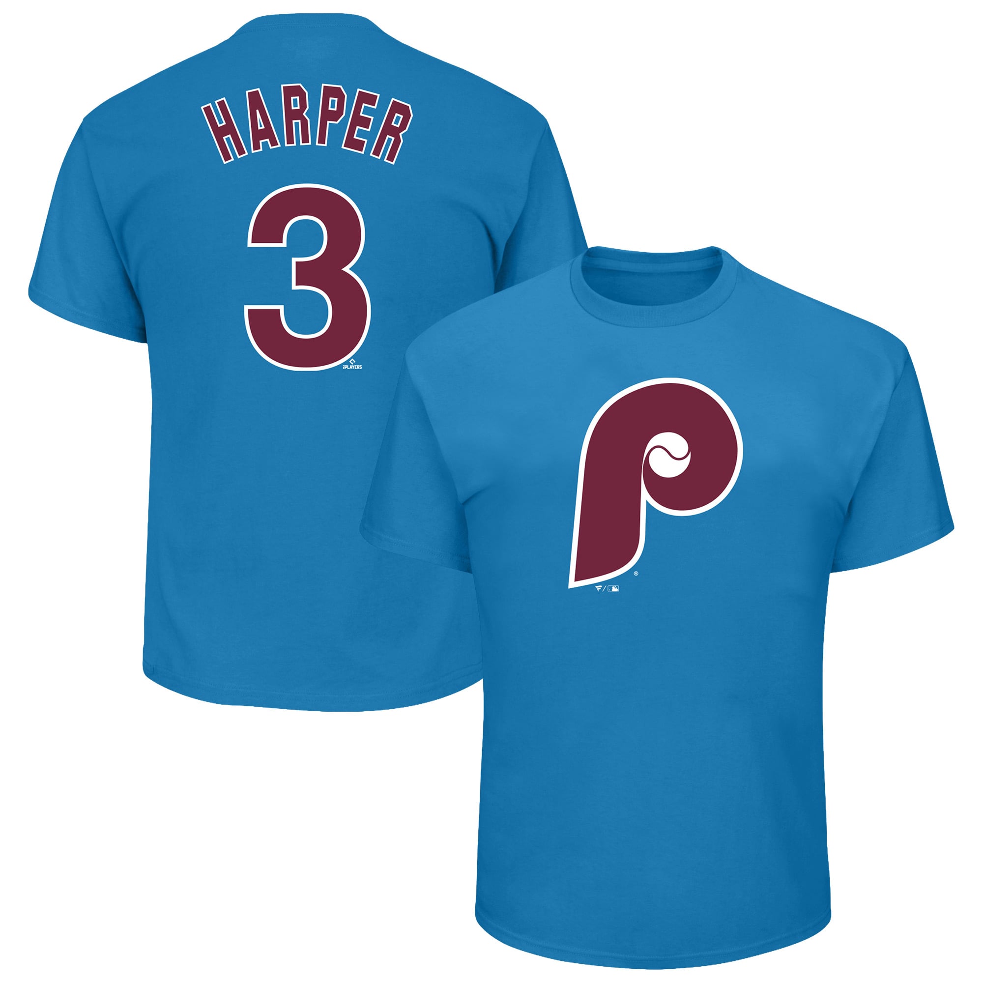 T-shirt Fanatics Bryce Harper rouge Philadelphia Phillies pour homme, grandes tailles, avec nom et numéro