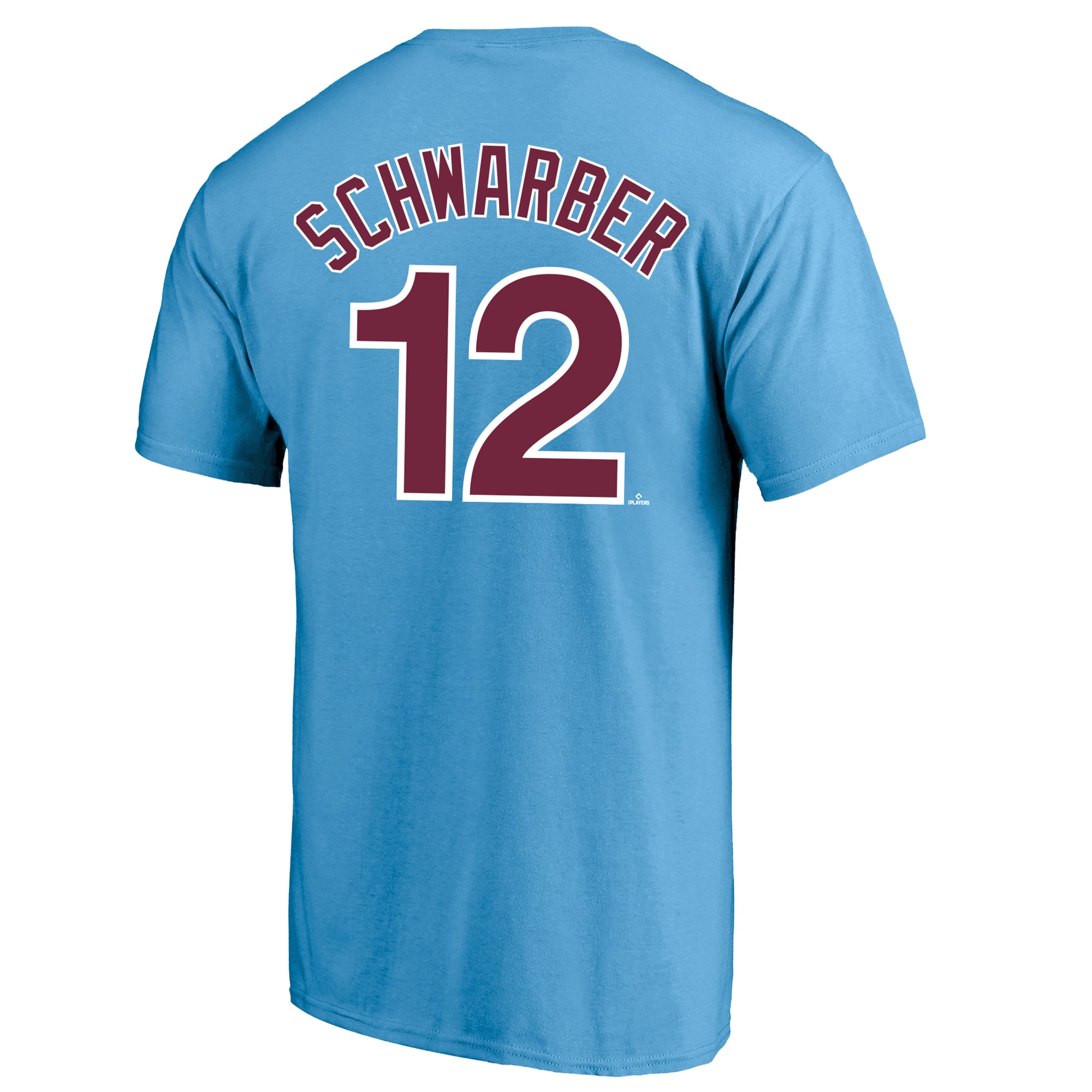 T-shirt Fanatics Kyle Schwarber bleu clair Philadelphia Phillies pour homme, grandes tailles, avec nom et numéro