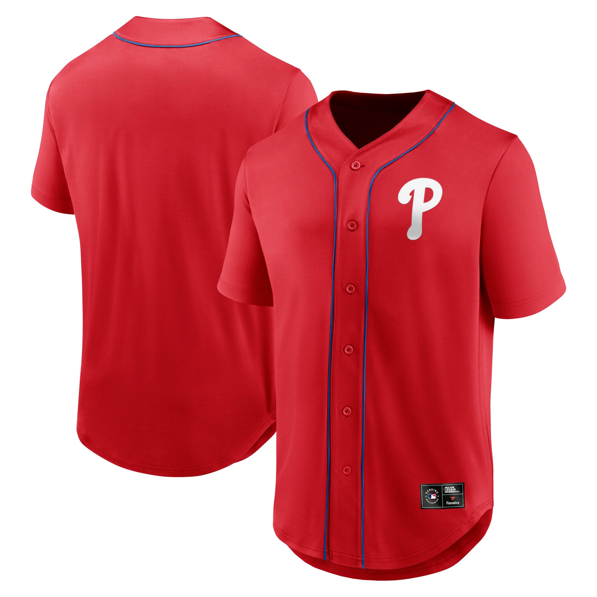 Chemise boutonnée rouge Philadelphia Phillies pour homme, de la marque Fanatics.