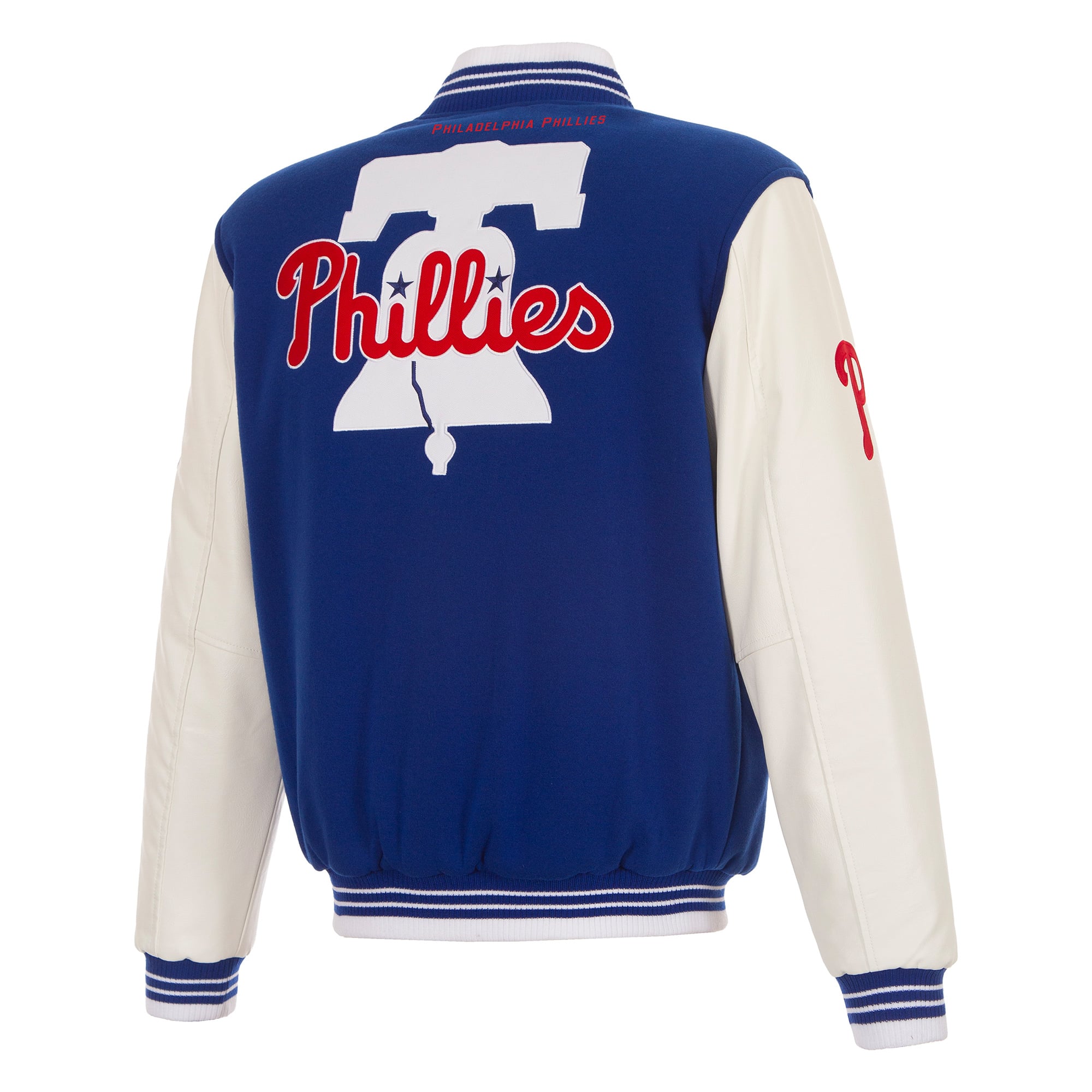 Veste universitaire réversible à boutons-pression JH Design Royal Philadelphia Phillies pour homme