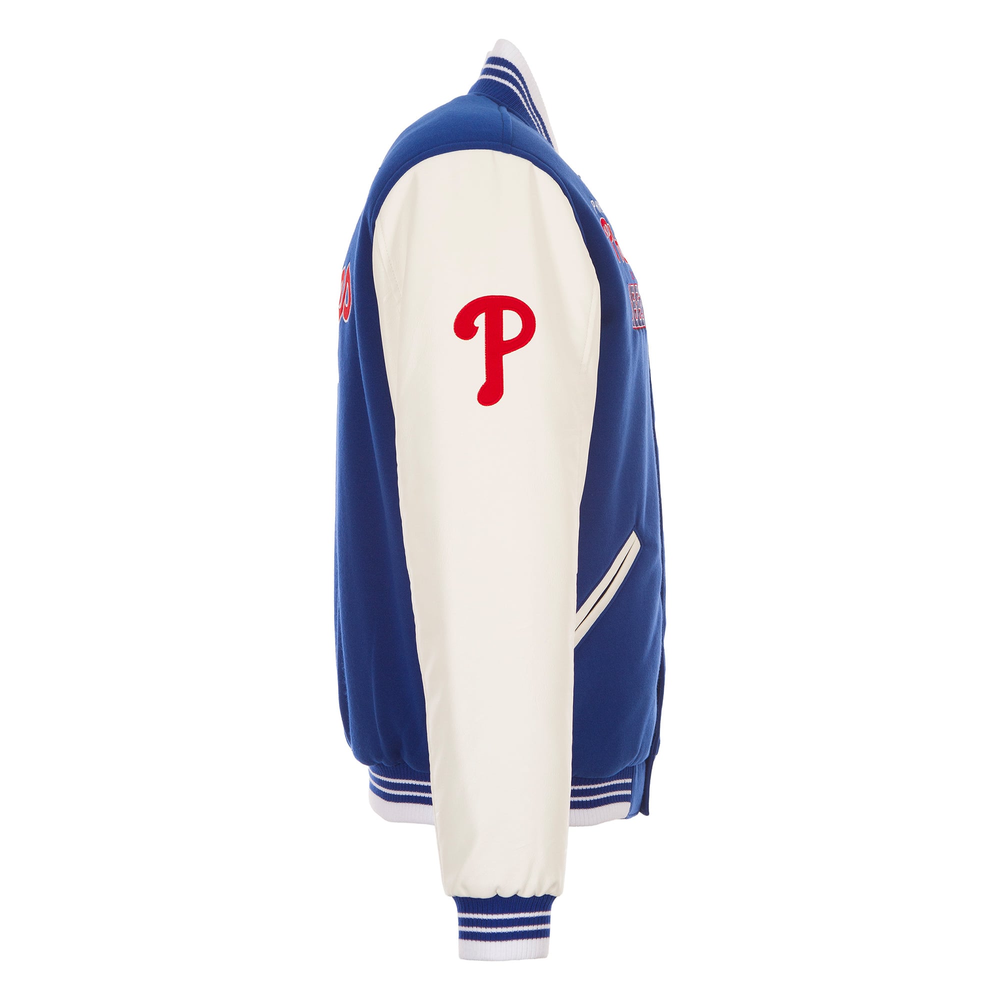 Veste universitaire réversible à boutons-pression JH Design Royal Philadelphia Phillies pour homme