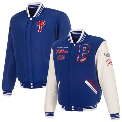  Philadelphia Phillies JH Design Reversible Full-Snap Varsity Jacket - Royal