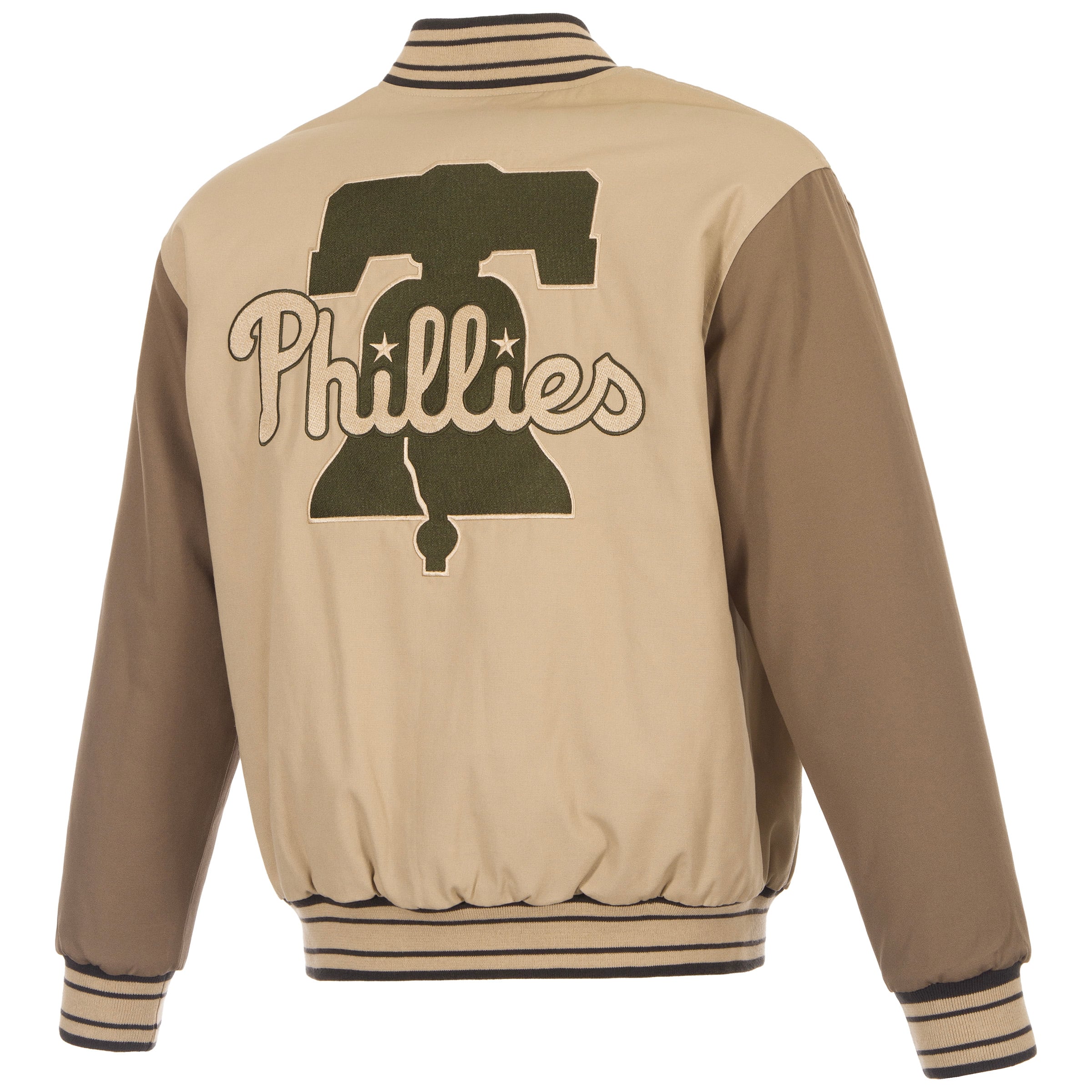 Veste réversible en toile à fermeture éclair intégrale JH Design beige/marron pour homme