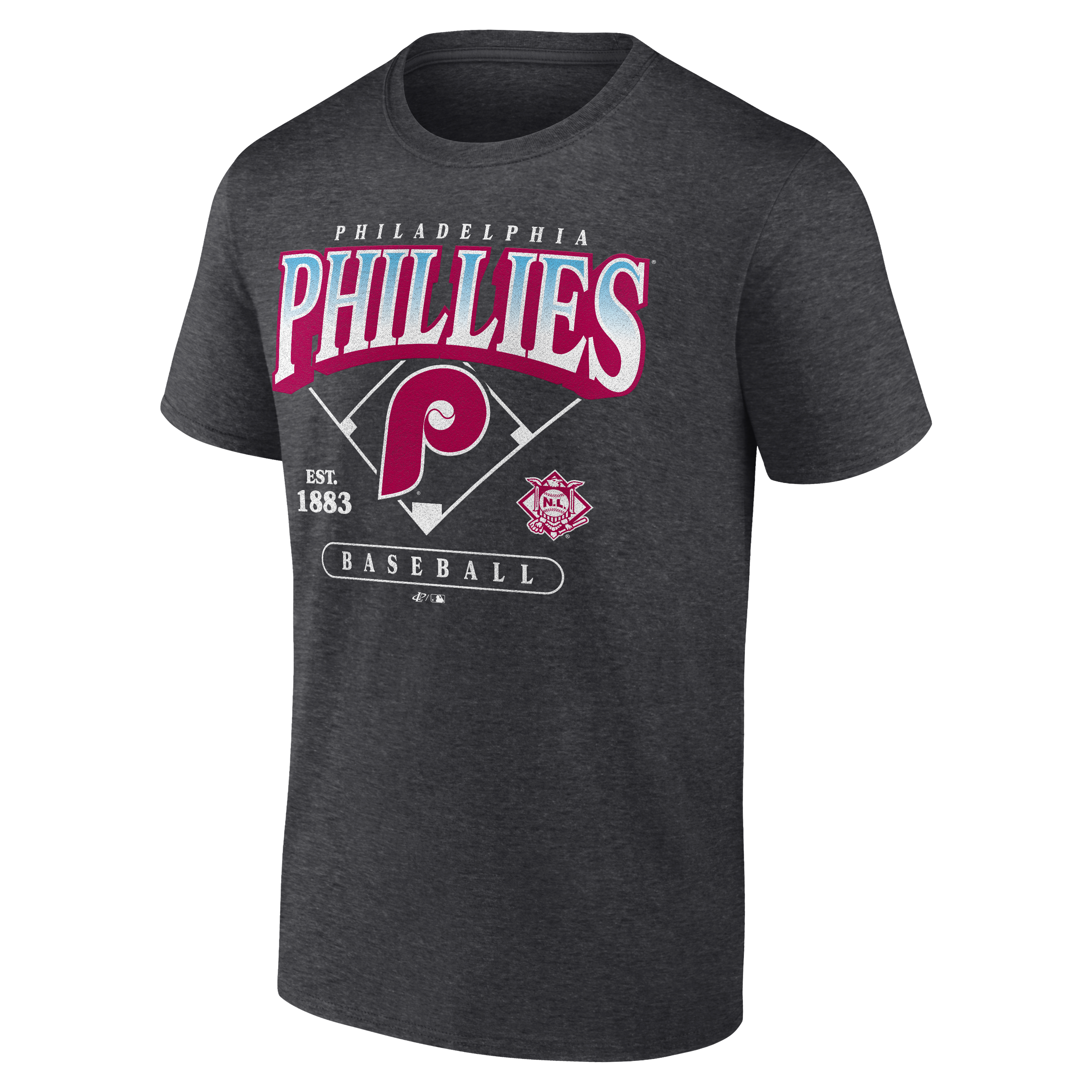 Men's Logo Athletic  Charcoal Philadelphia Phillies Diamond T-Shirt